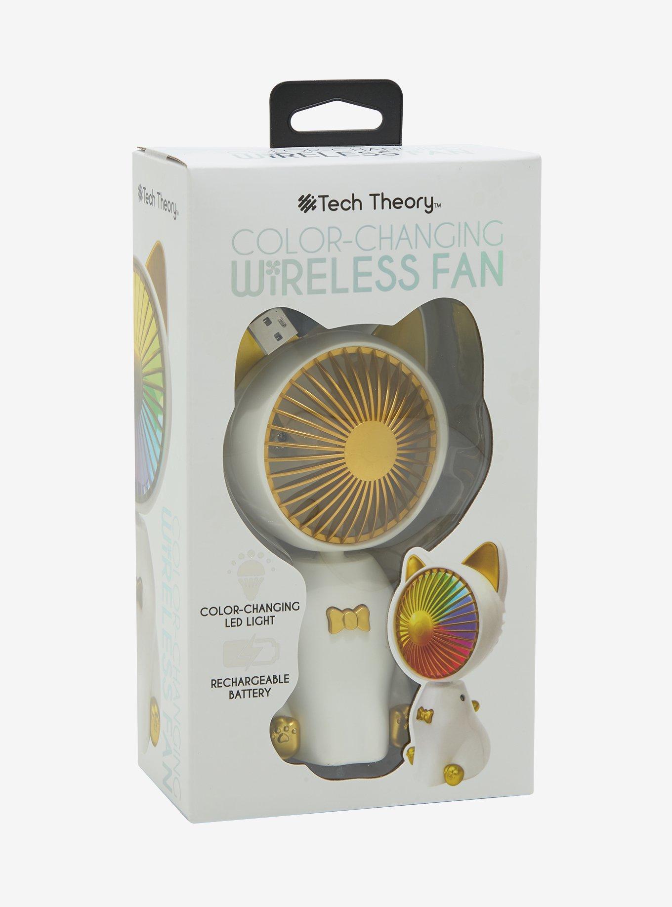 Tech Theory White Cat Color-Changing Handheld Fan, , alternate