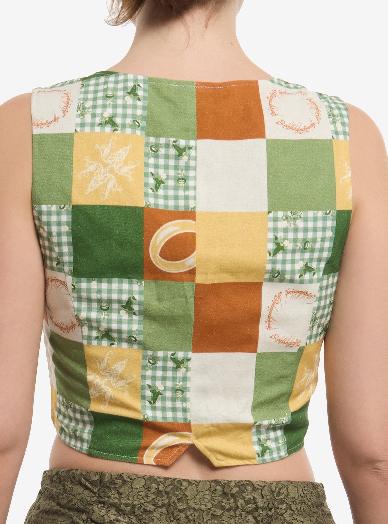 The Lord Of The Rings Patchwork Lace-Up Girls Crop Vest, MULTI, alternate