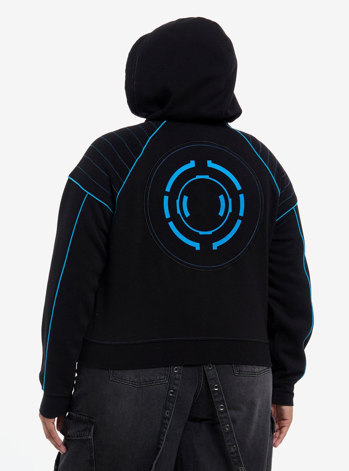 Disney Tron: Ares Blue Crop Hoodie Plus Size, , hi-res