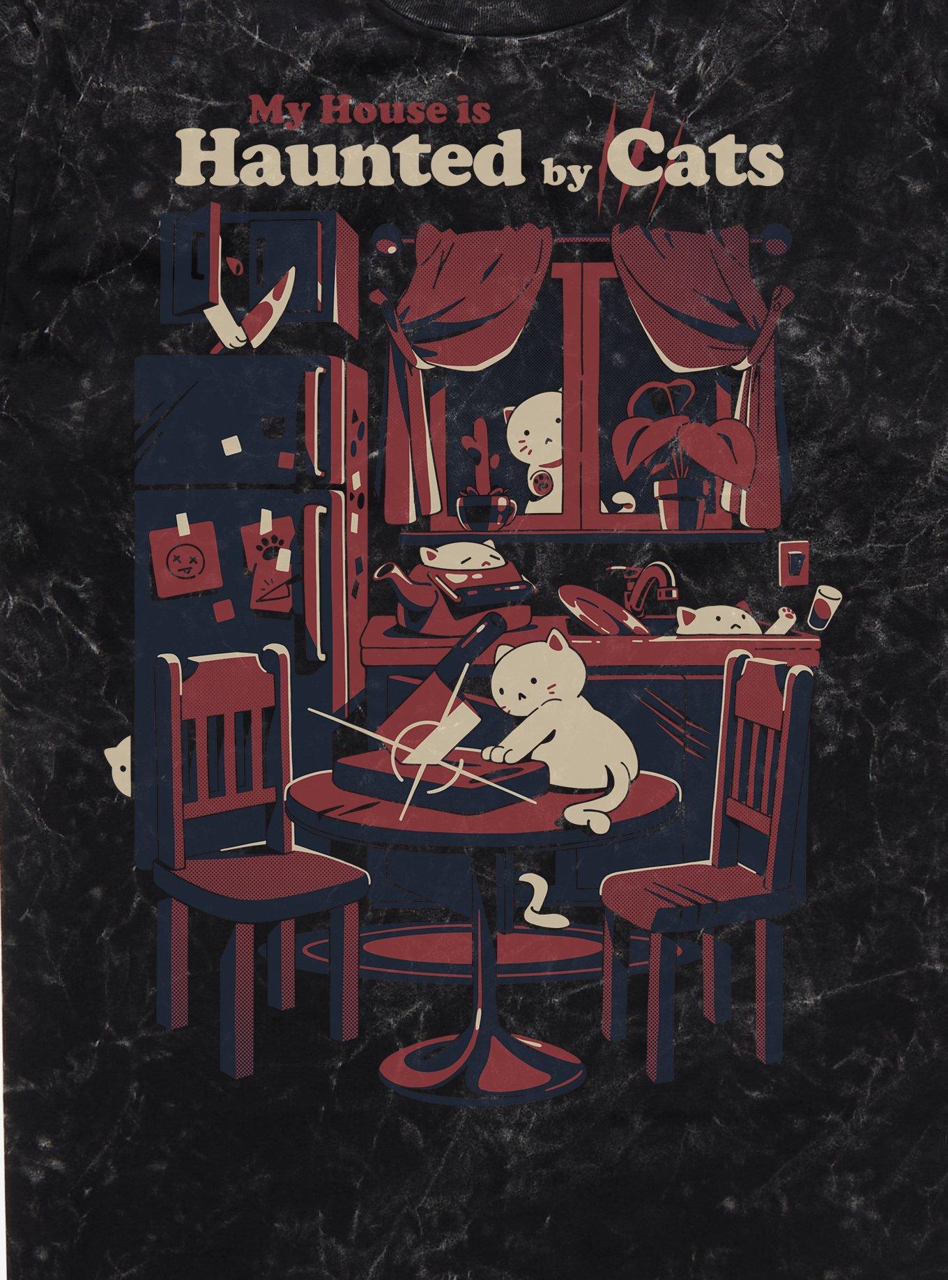 Haunted By Cats Mineral Wash T-Shirt, BLACK MINERAL WASH, alternate