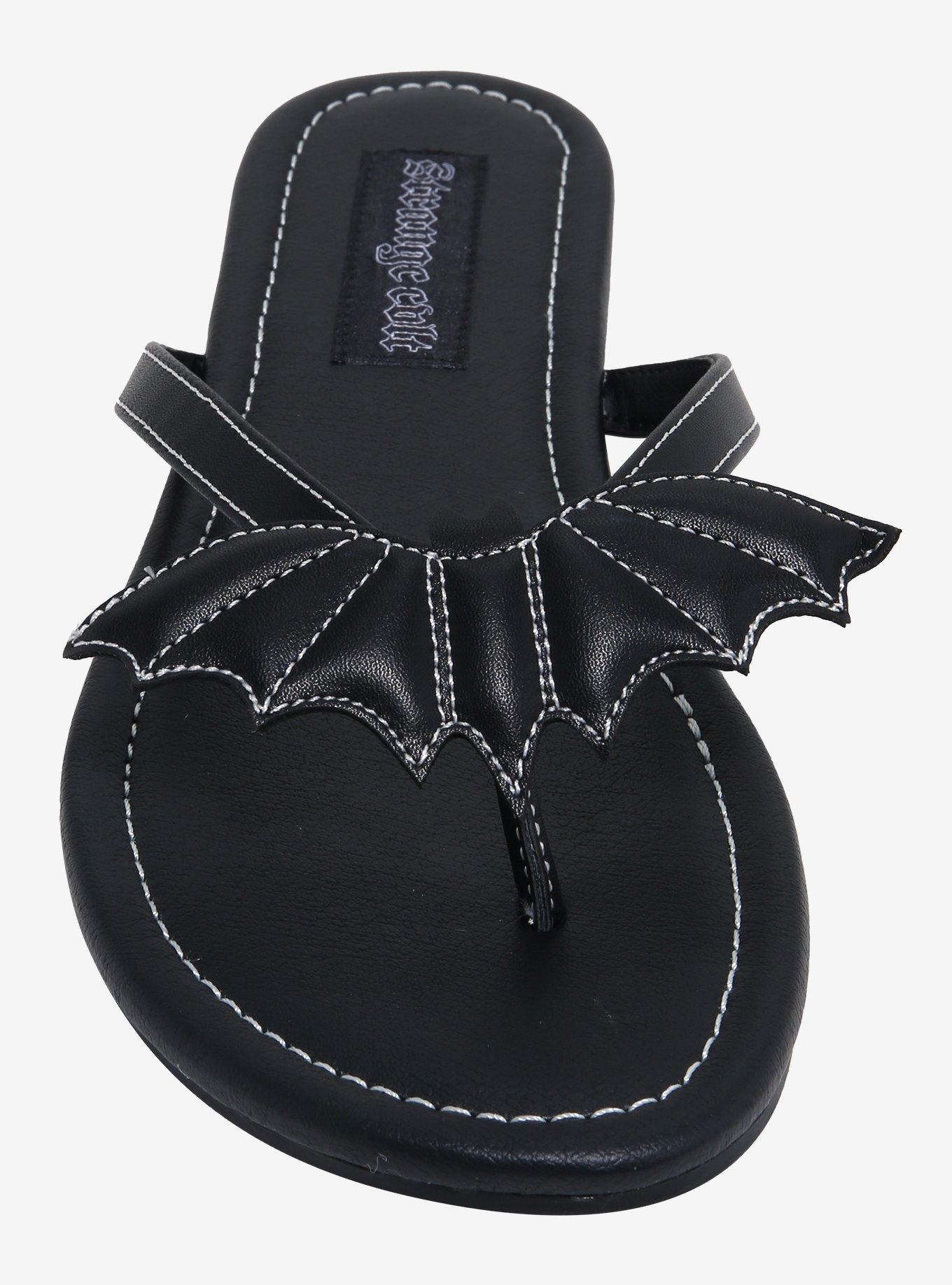 Strange Cvlt Betty Bat Black & White Stitch Sandals, MULTI, alternate