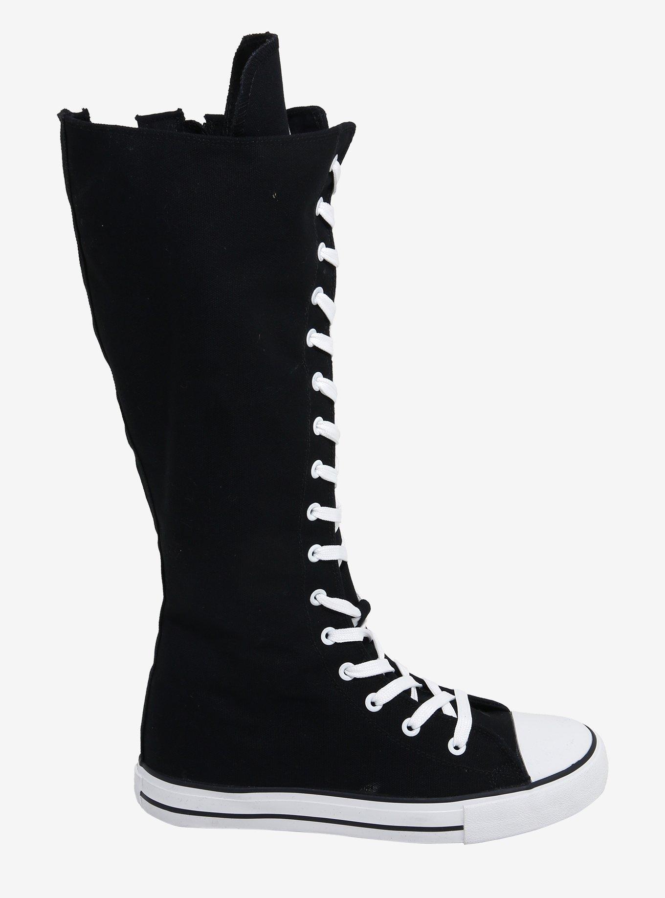 YRU Black & White Rawr Knee-High Lace-Up Sneakers, MULTI, alternate