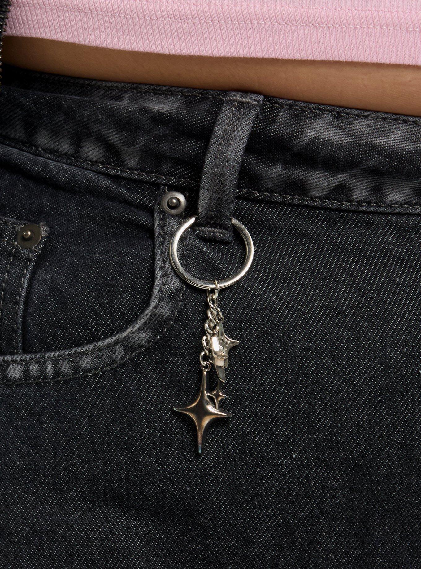 Pink Stars Tokyo Style Dark Wash Baggy Jeans Plus Size, BLUE, alternate