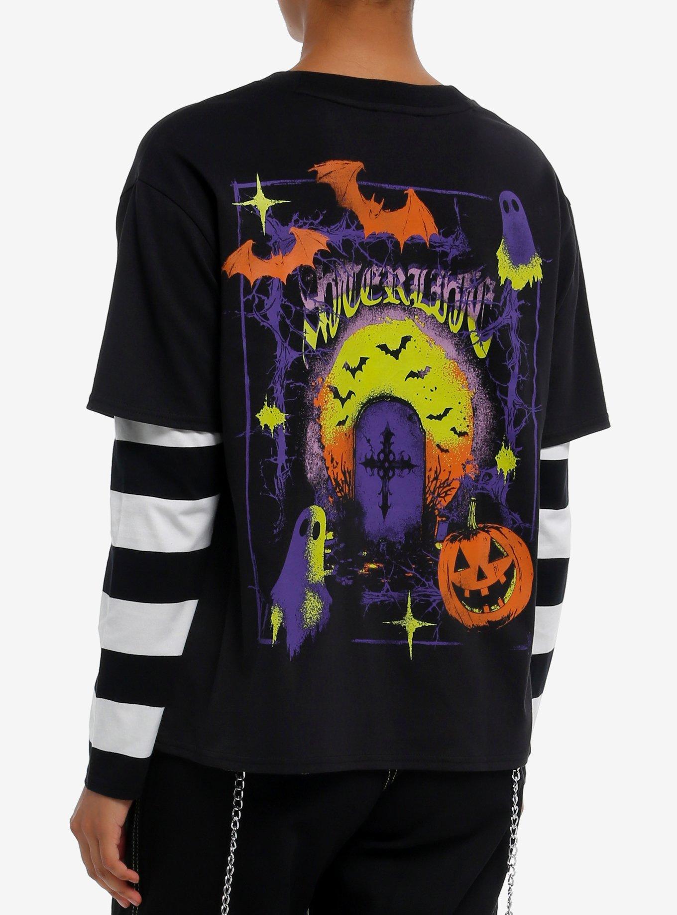 Haunted House Stripe Girls Twofer Long-Sleeve T-Shirt, MULTI, alternate