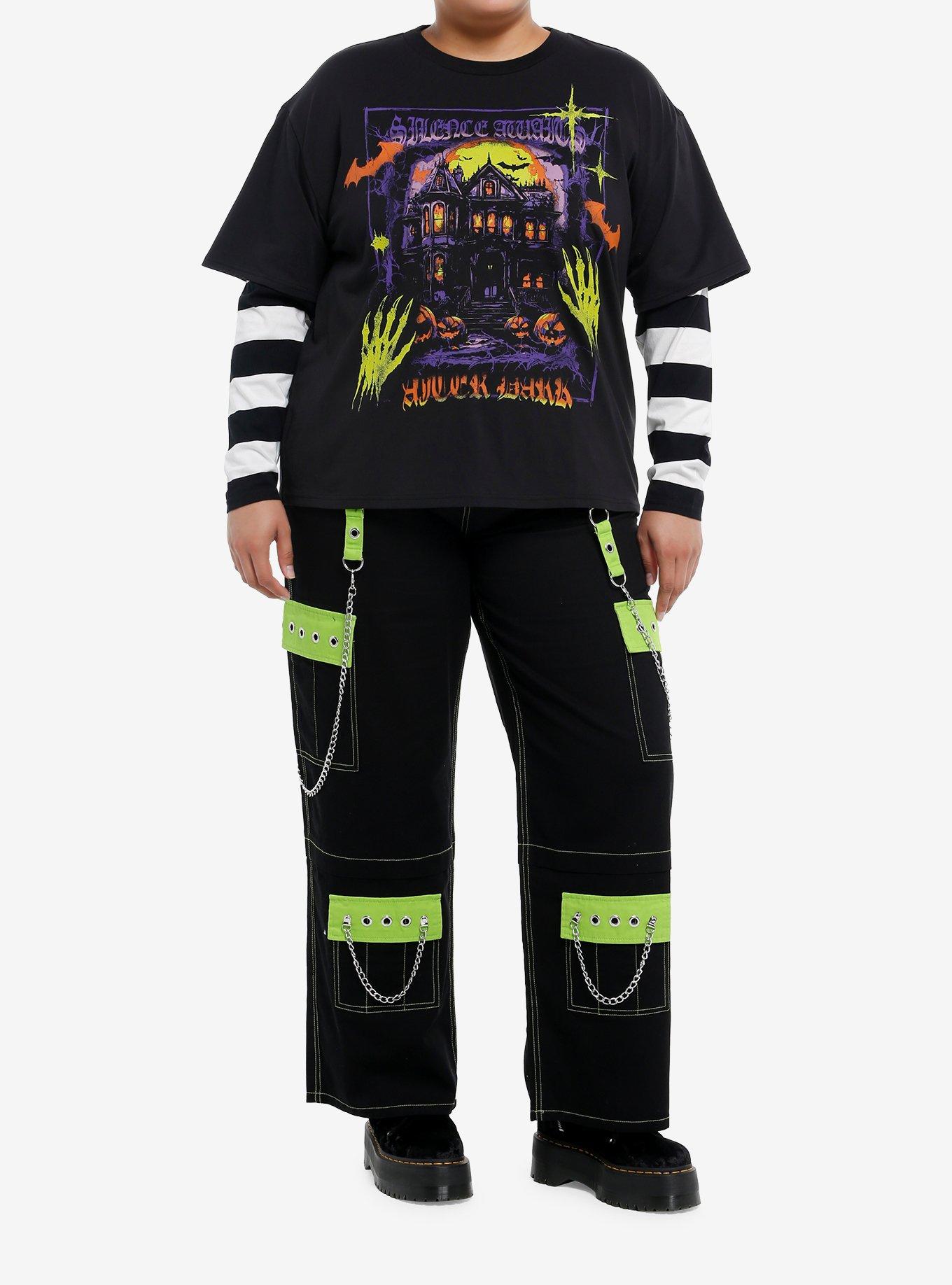 Haunted House Stripe Girls Twofer Long-Sleeve T-Shirt Plus Size, MULTI, alternate