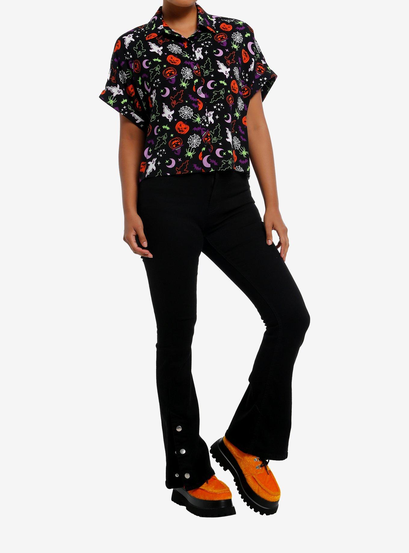 Spooky Symbols Girls Woven Button-Up, , hi-res