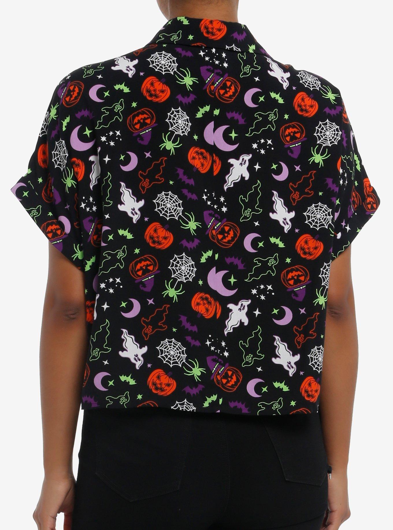 Spooky Symbols Girls Woven Button-Up, MULTI, alternate