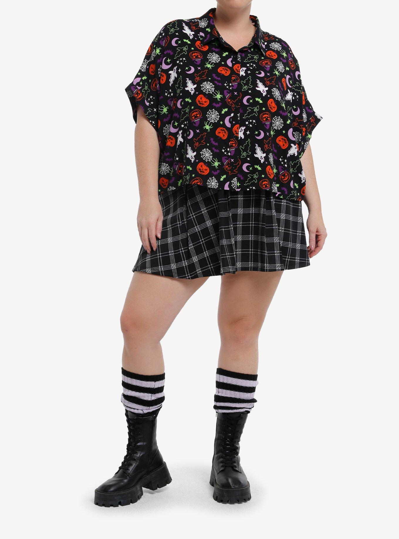 Spooky Symbols Girls Woven Button-Up Plus Size, , hi-res