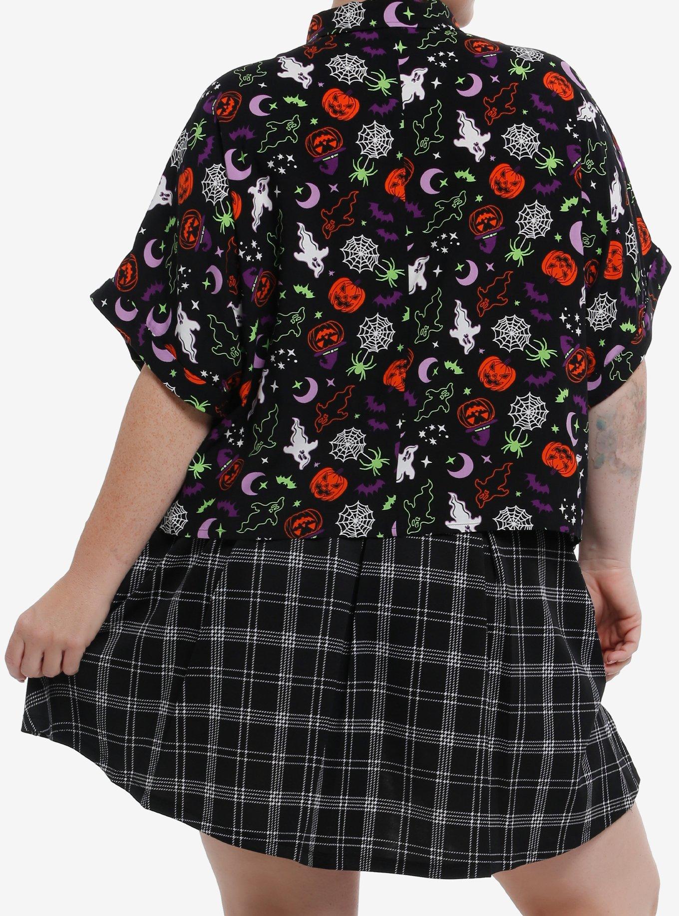 Spooky Symbols Girls Woven Button-Up Plus Size, MULTI, alternate