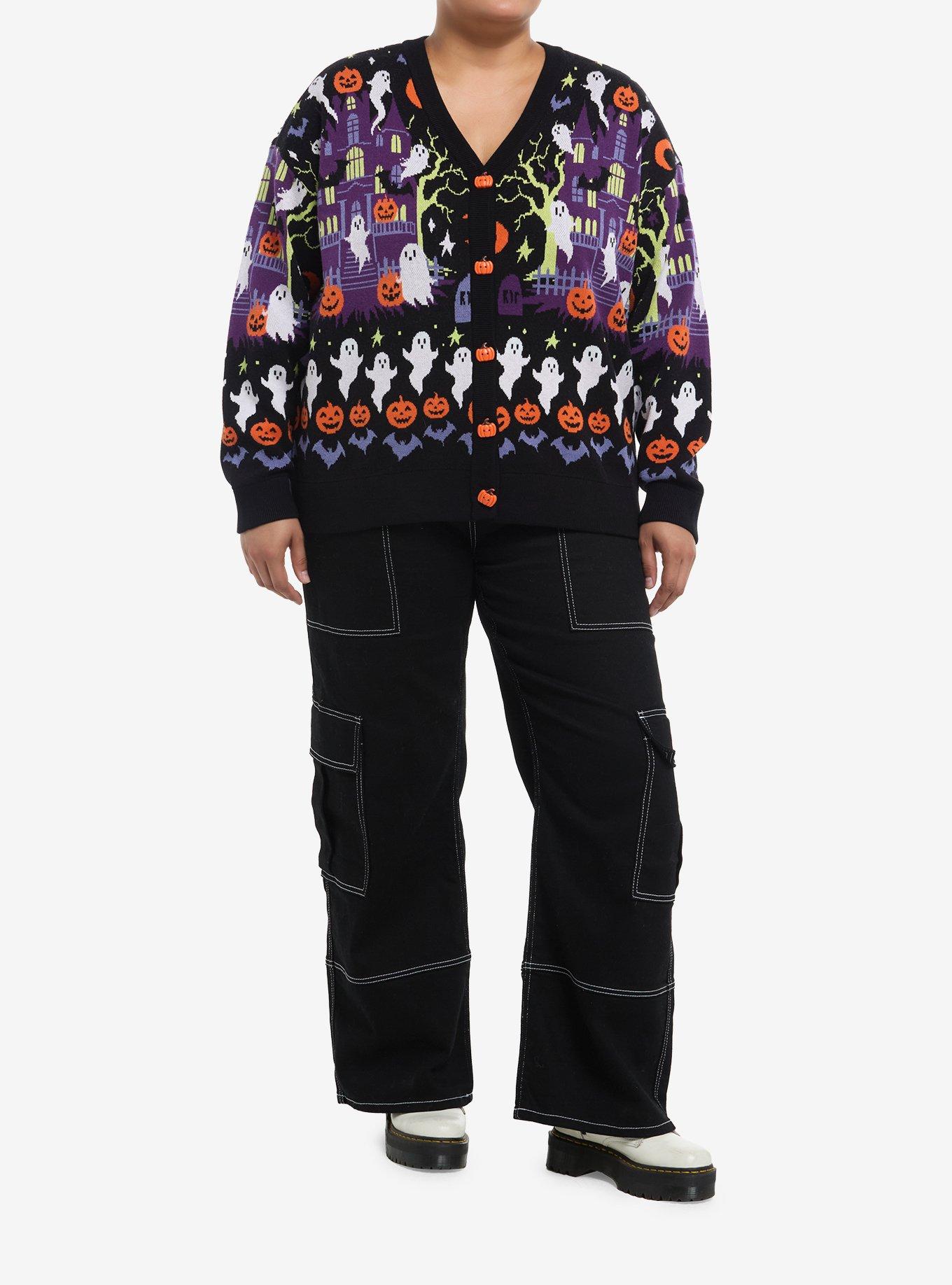 Social Collision Halloween Haunted House Girls Cardigan Plus Size, , hi-res