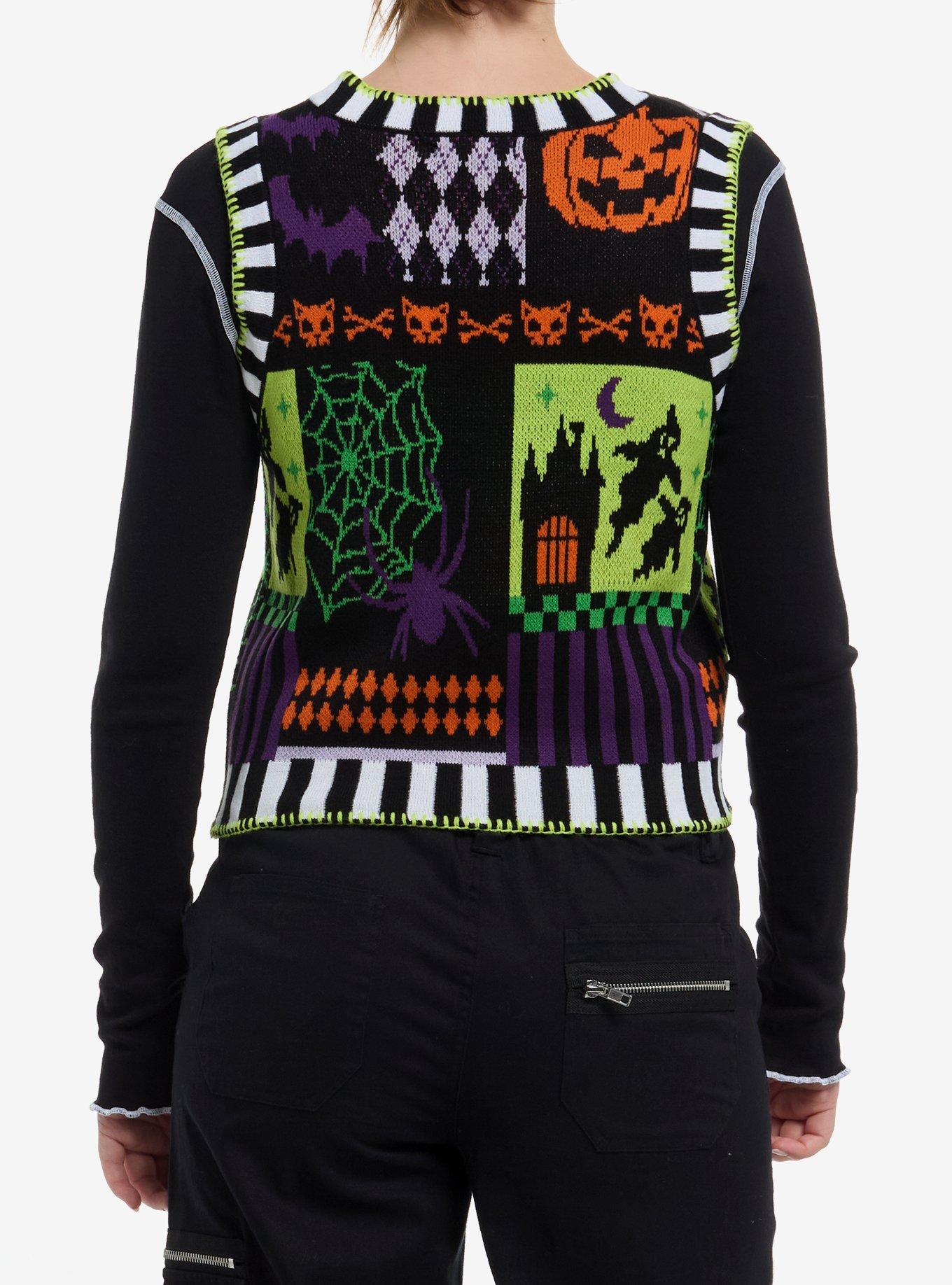 Halloween Icons Patchwork Girls Sweater Vest, , hi-res