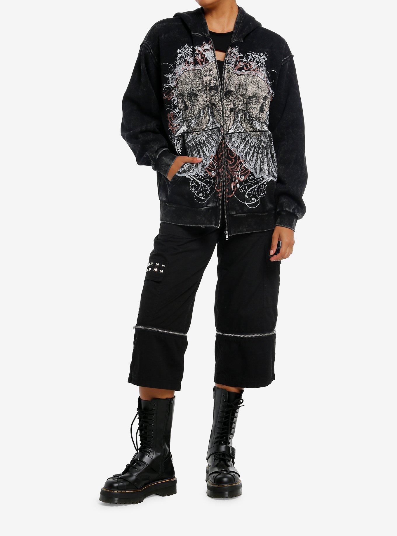 Skull Trio Wings & Filigree Girls Hoodie, , hi-res