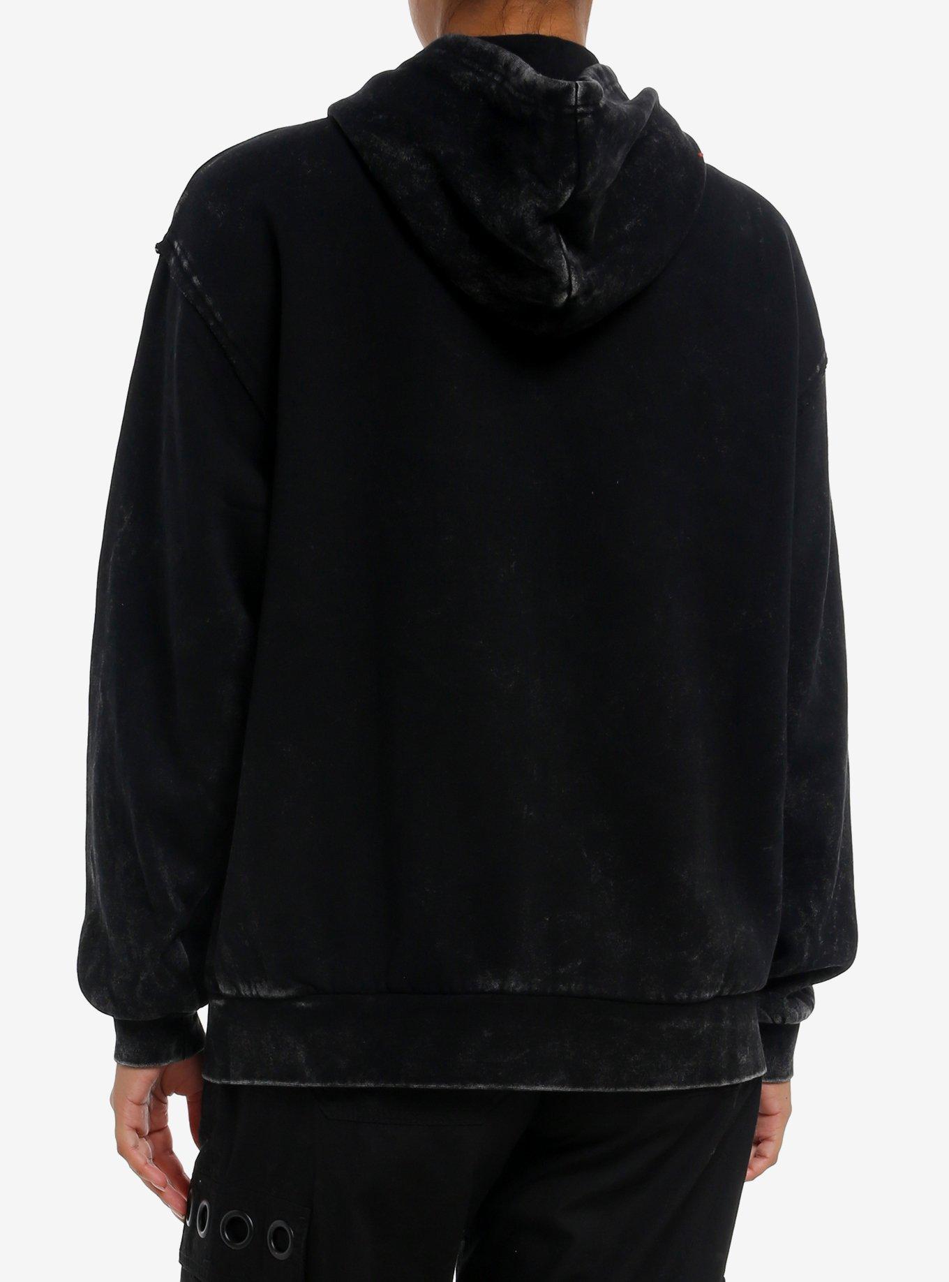 Skull Trio Wings & Filigree Girls Hoodie, BLACK, alternate