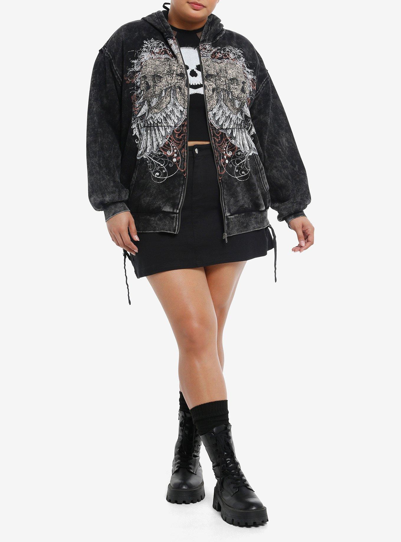 Skull Trio Wings & Filigree Girls Hoodie Plus Size, , hi-res