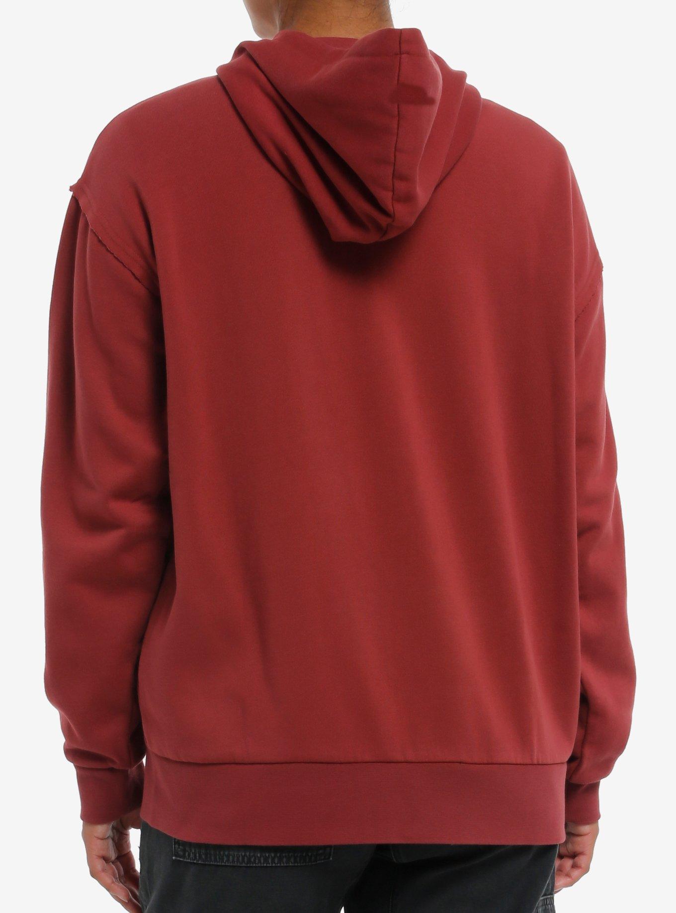 Winged Cross Washed Red Girls Hoodie, RED, alternate