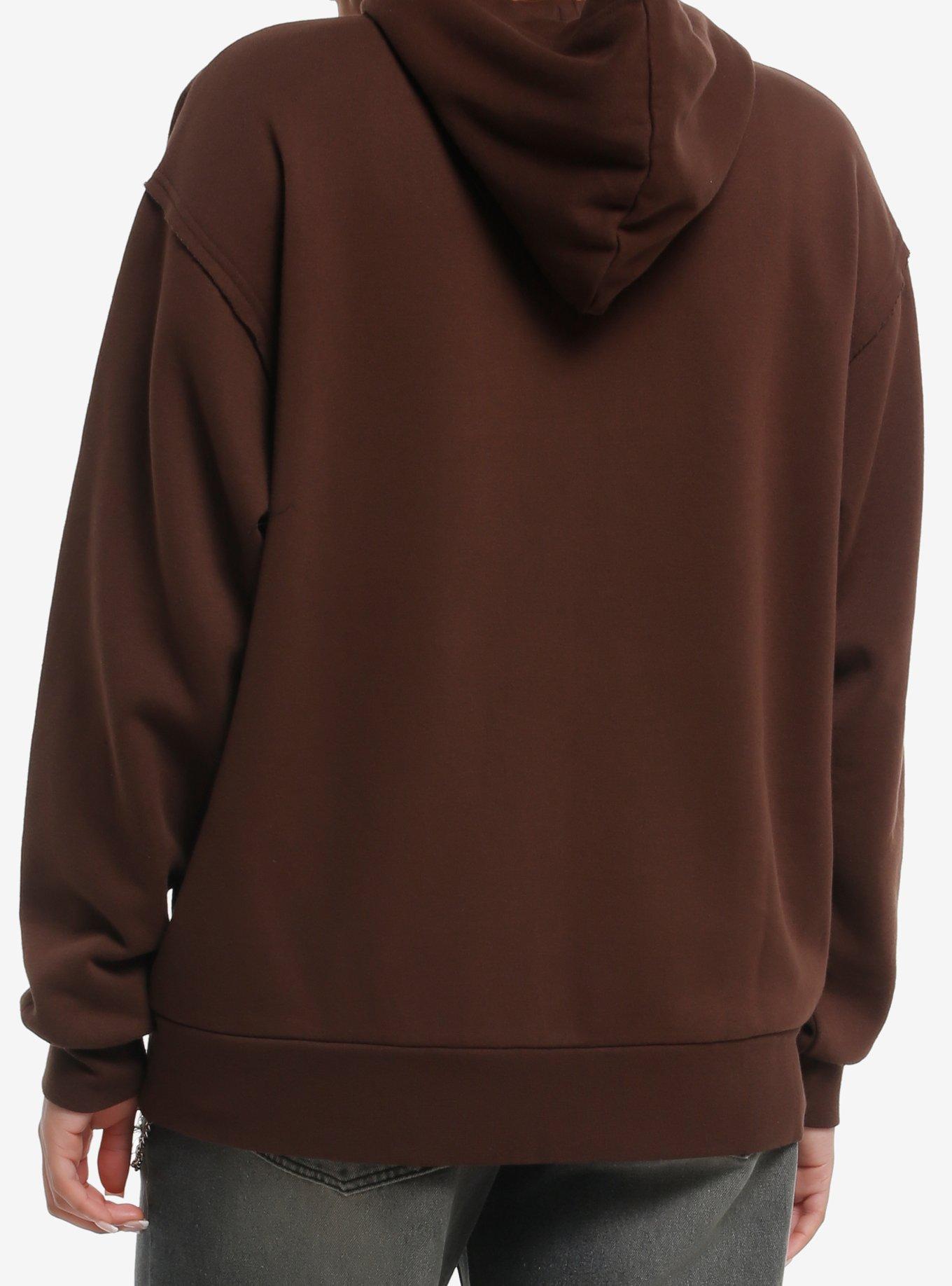 Winged Cross & Leopard Print Girls Hoodie, BROWN, alternate