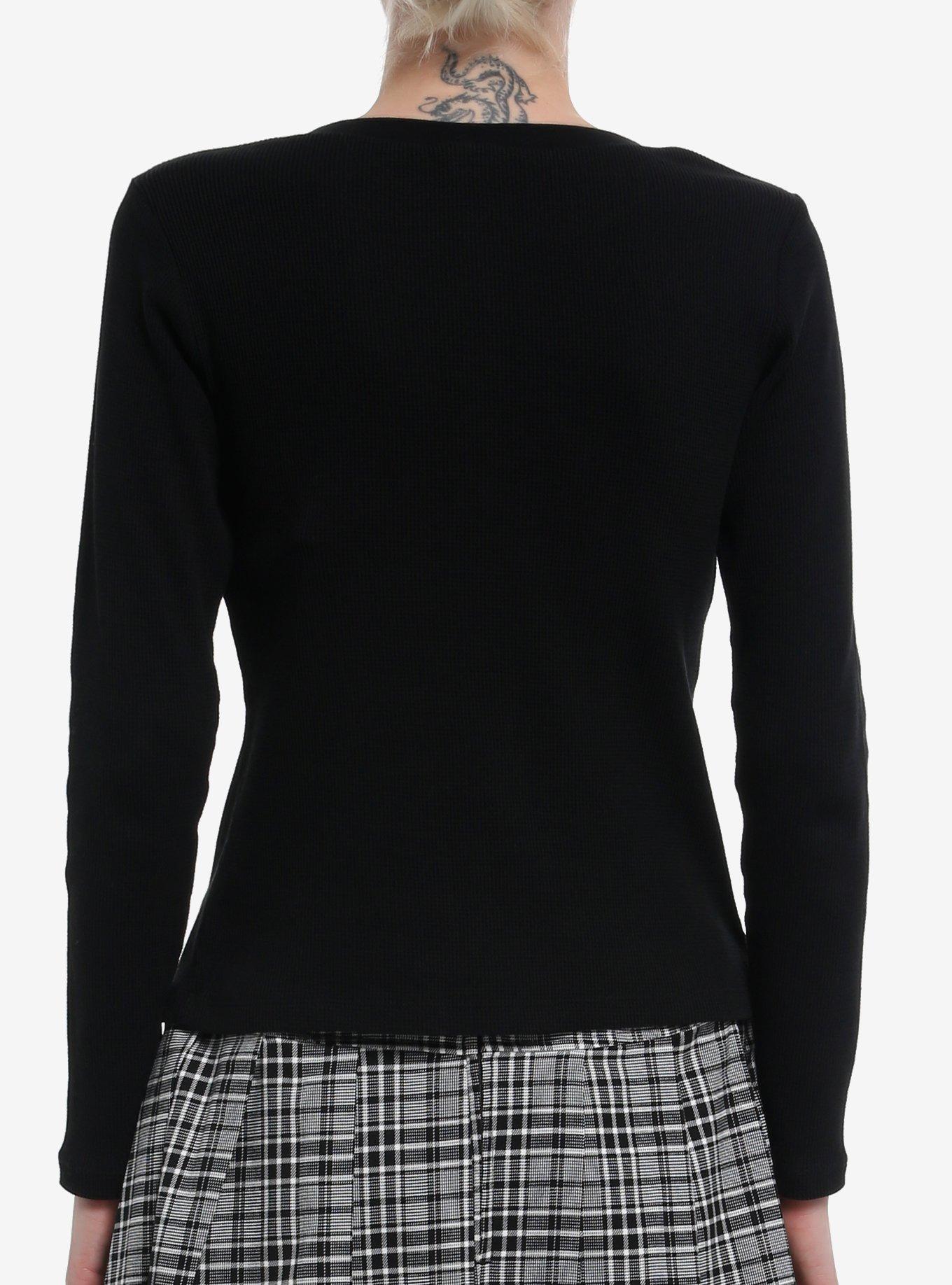Wings & Filigree Girls Long-Sleeve Thermal Top, BLACK, alternate