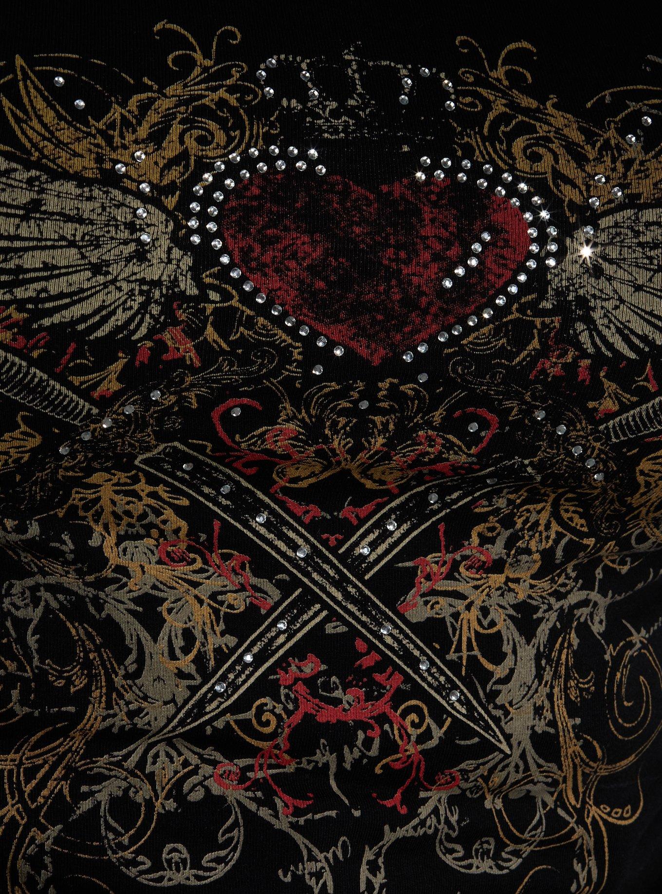 Black & Leopard Print Cami Winged Heart Girls Twofer Long-Sleeve Top Plus Size, LEOPARD, alternate
