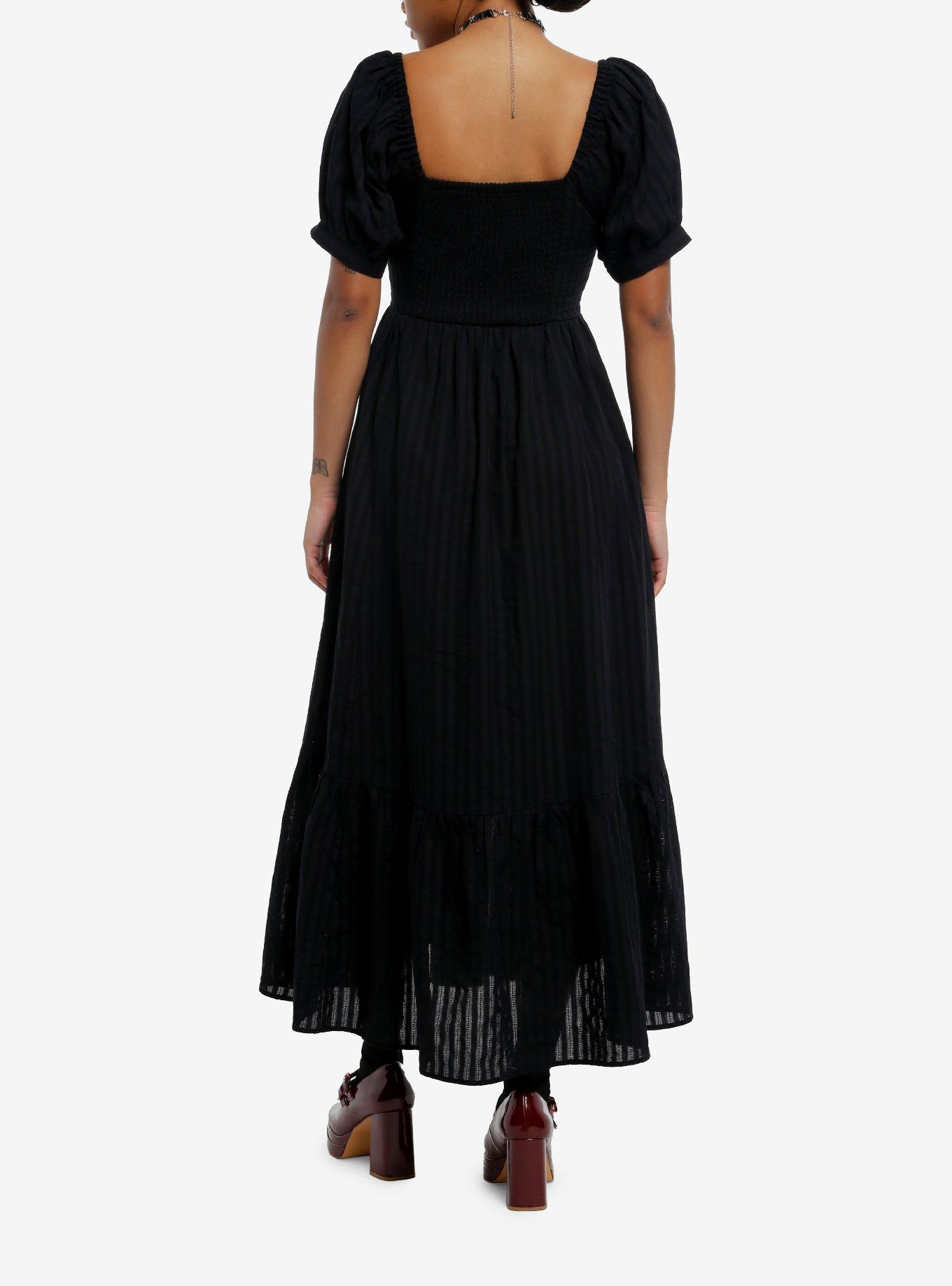 Cosmic Aura Black Puff Sleeve Midaxi Dress, , hi-res