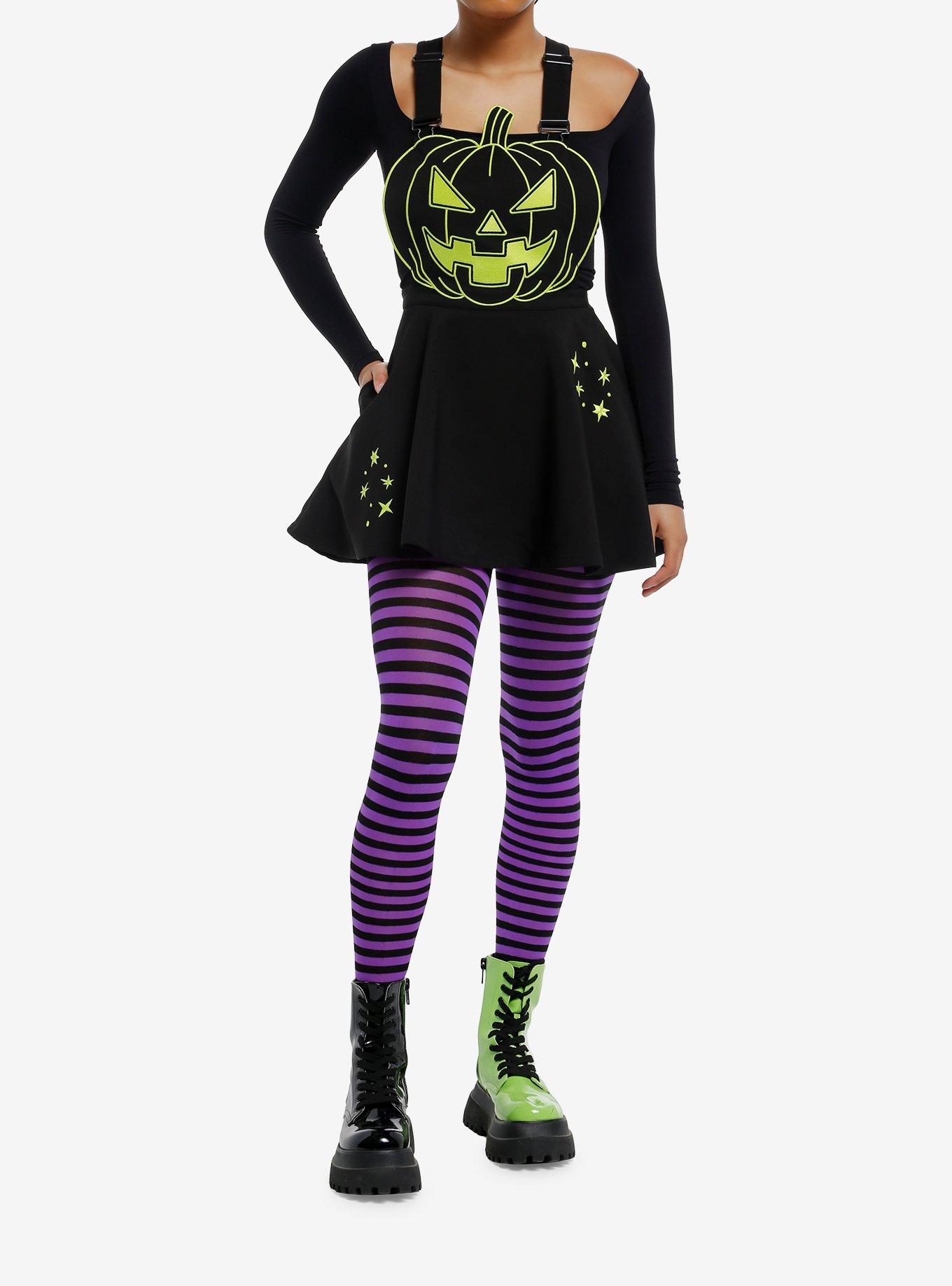 Black & Neon Green Jack-O'Lantern Skirtall, , hi-res