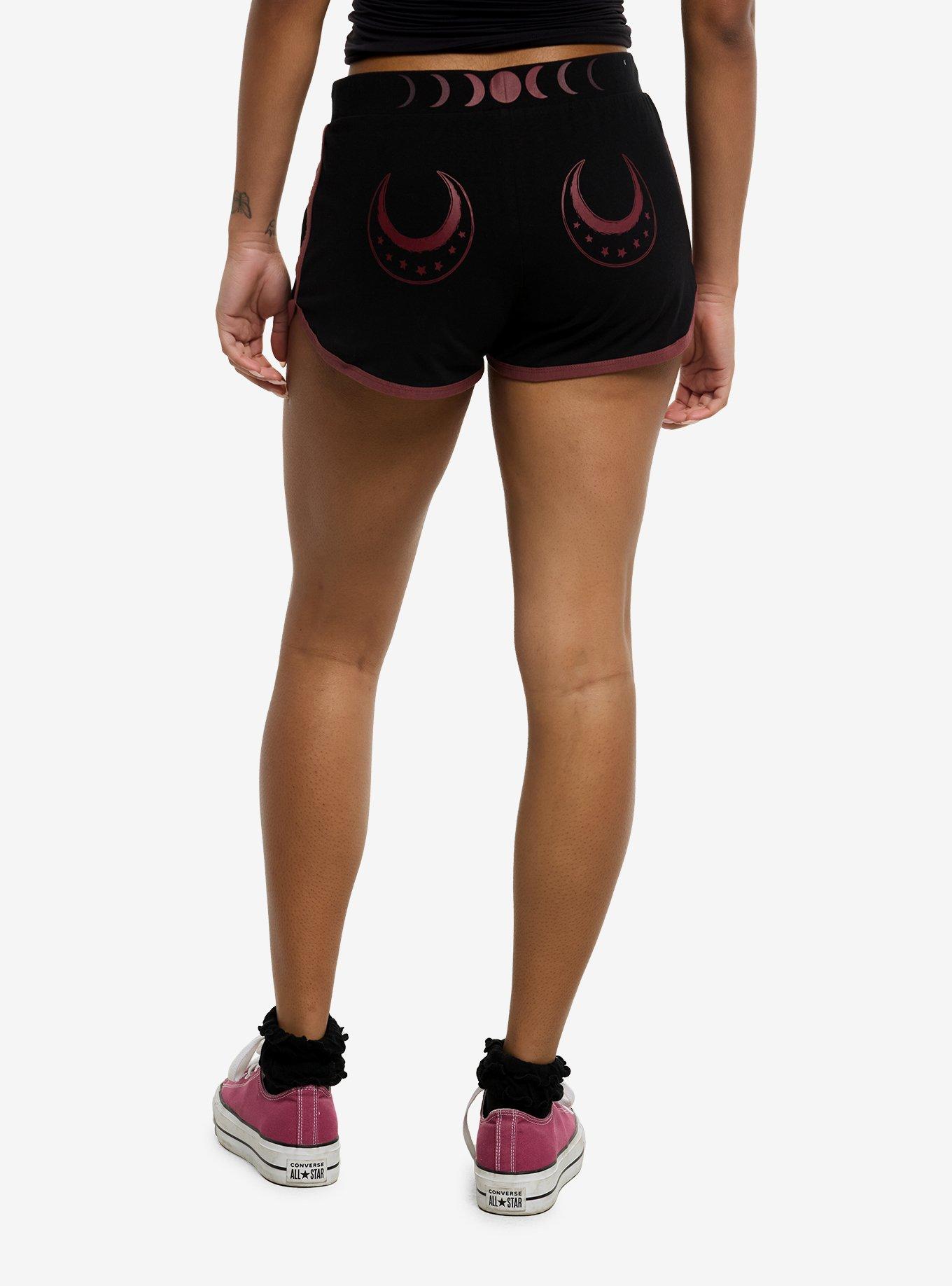 Cosmic Aura Moon Phases & Skull Candle Girls Soft Shorts, , hi-res