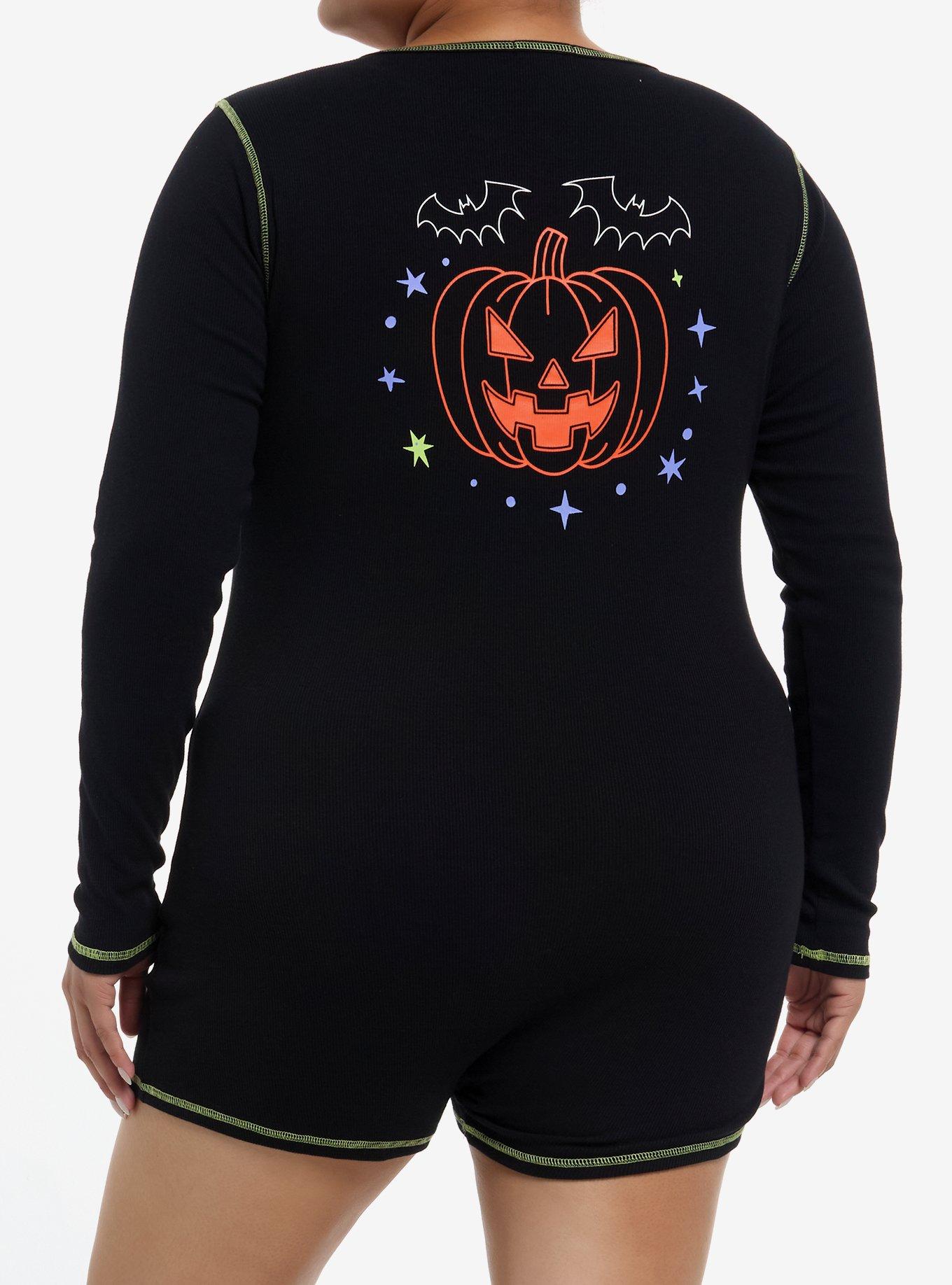 Halloween Ghost Print Romper Plus Size, , hi-res
