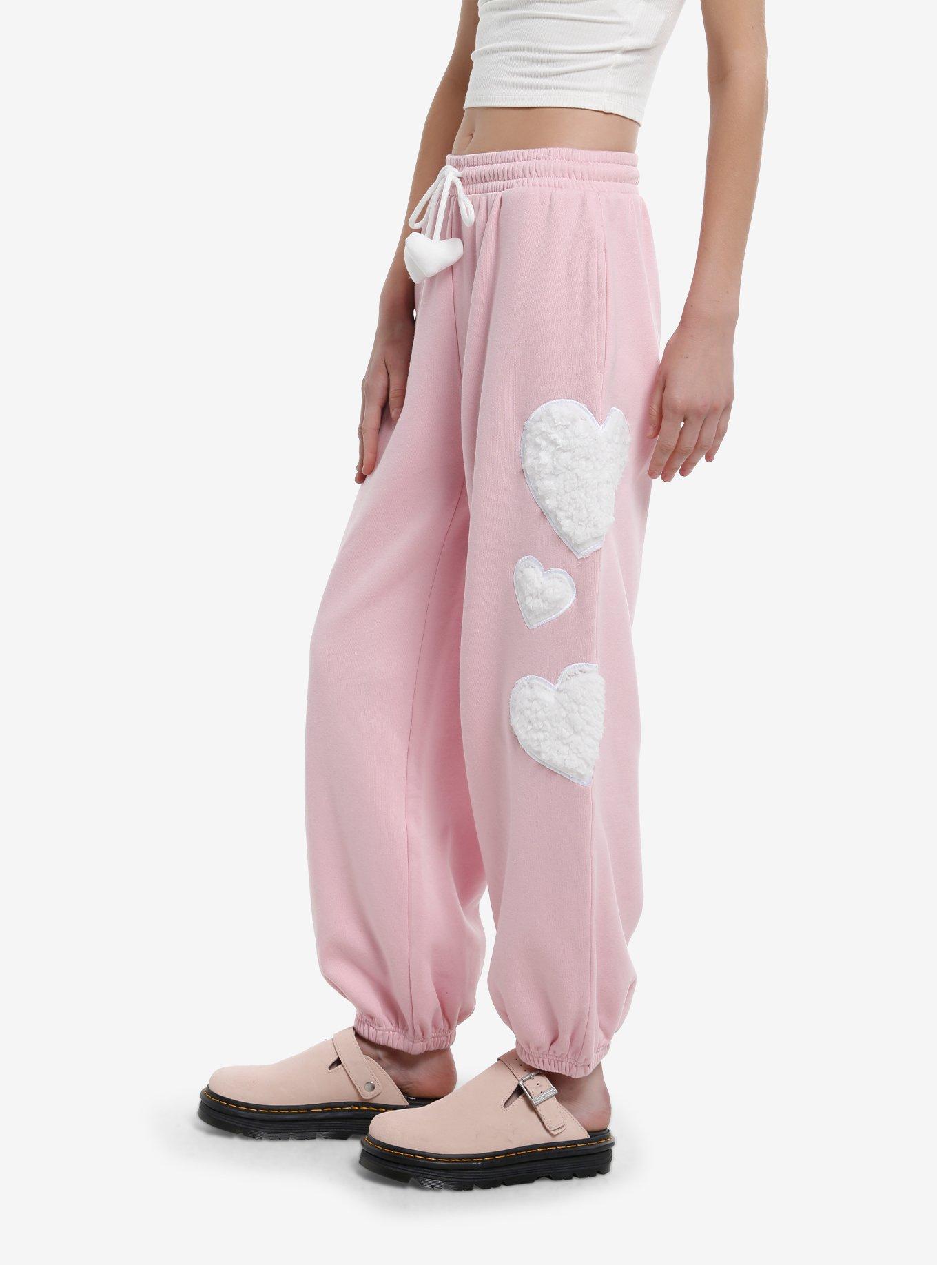 Sweet Society White Heart Pastel Pink Girls Jogger Sweatpants, , alternate