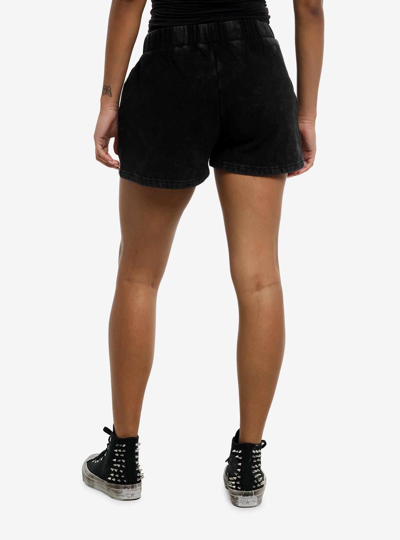 Gothic Cross Mineral Wash Girls Soft Shorts, , hi-res