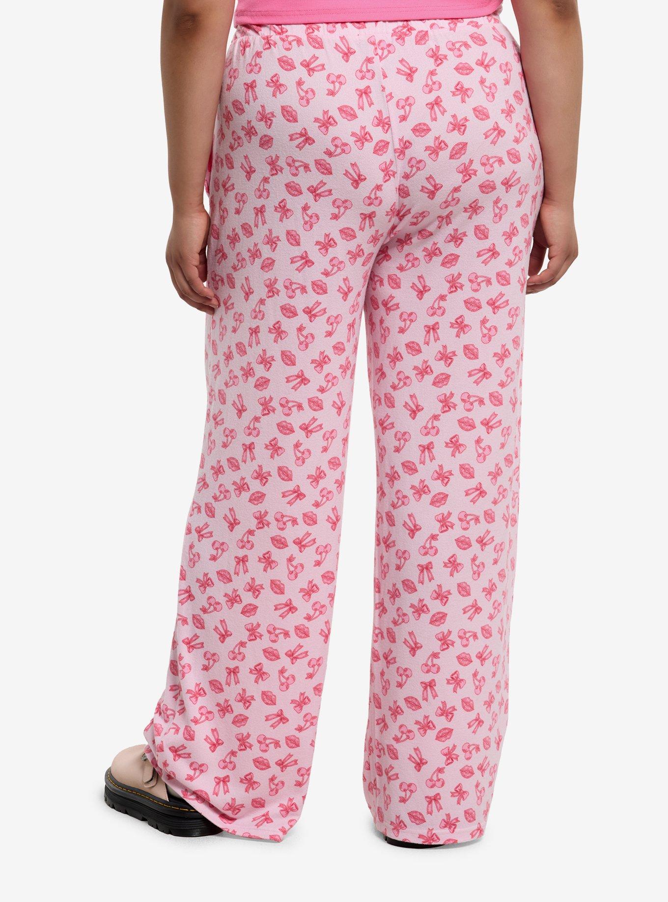 Sweet Society Ribbons Lips Cherries Lounge Pants Plus Size, , hi-res