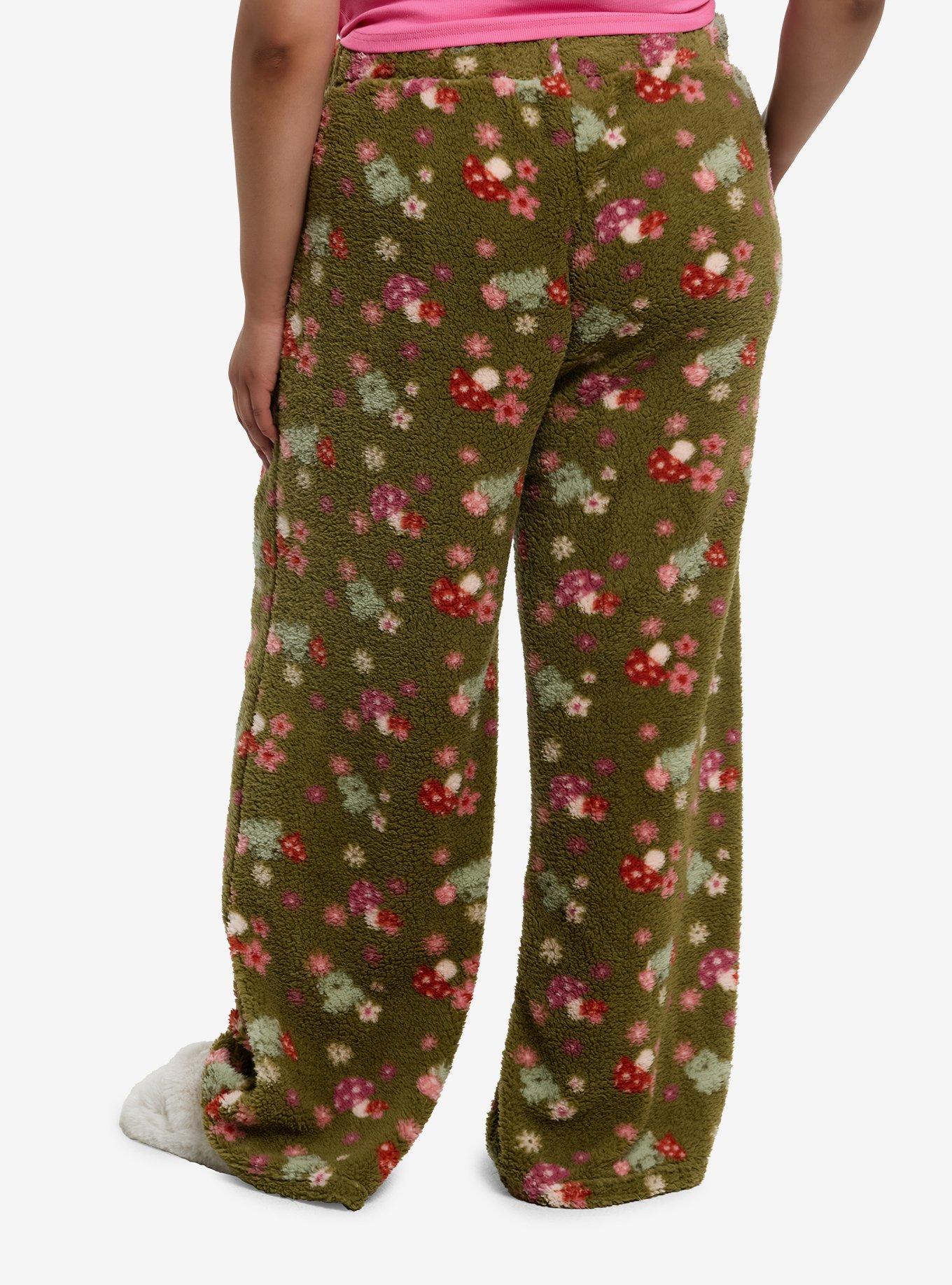 Thorn & Fable Mushroom Frog Sherpa Lounge Pants Plus Size, , hi-res