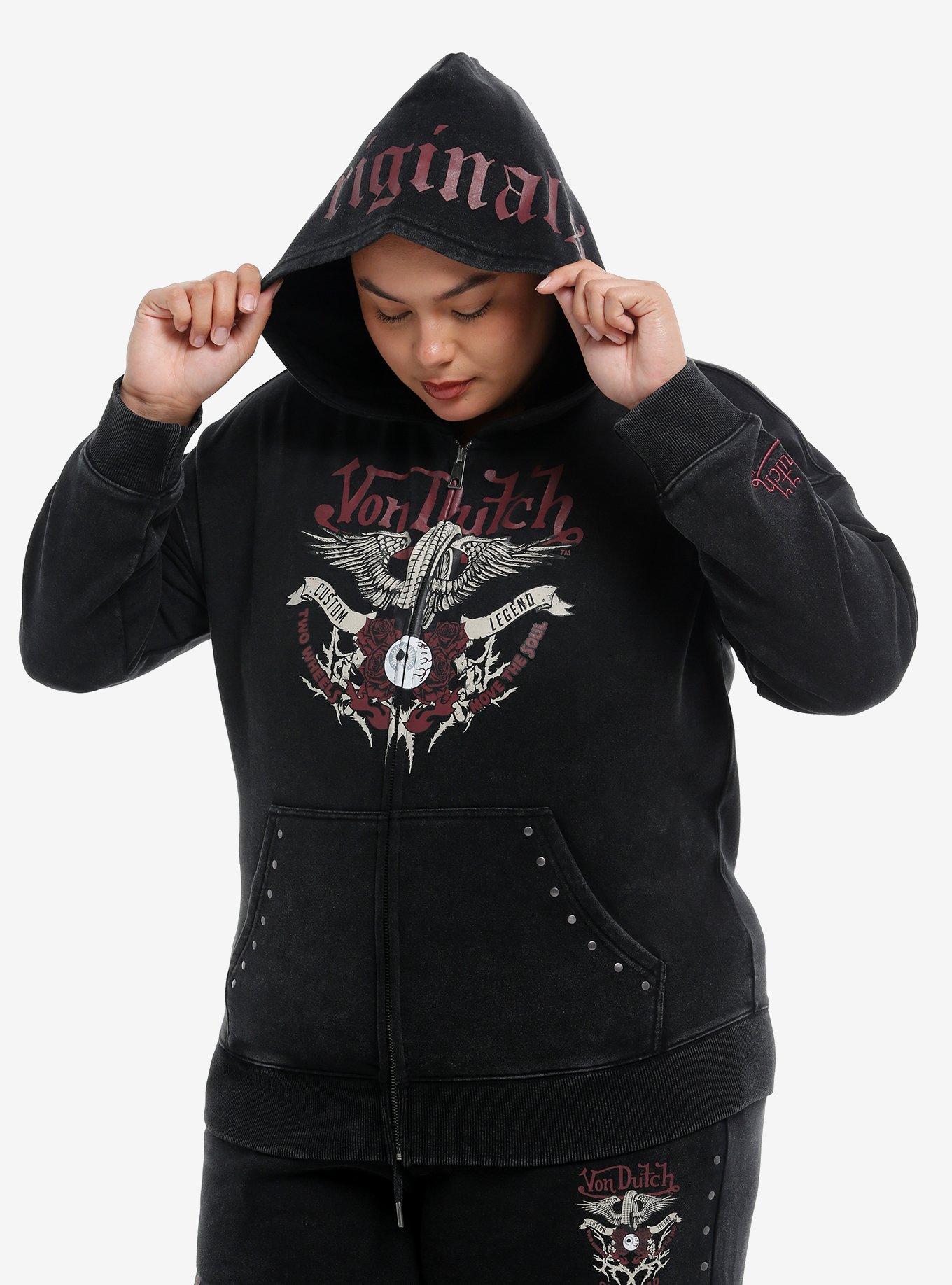 Von Dutch Eye Logo Girls Hoodie Plus Size, GREY, alternate