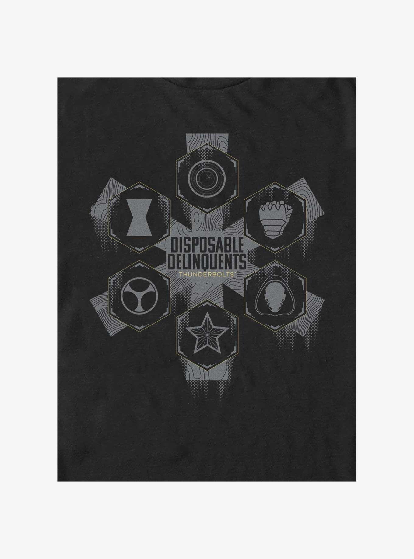 Marvel Thunderbolts* Disposable Delinquents Logos Girls T-Shirt, BLACK, alternate