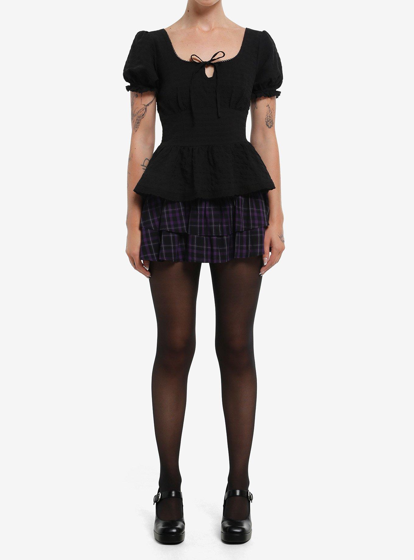 Cosmic Aura Black Peplum Girls Woven Top, , hi-res