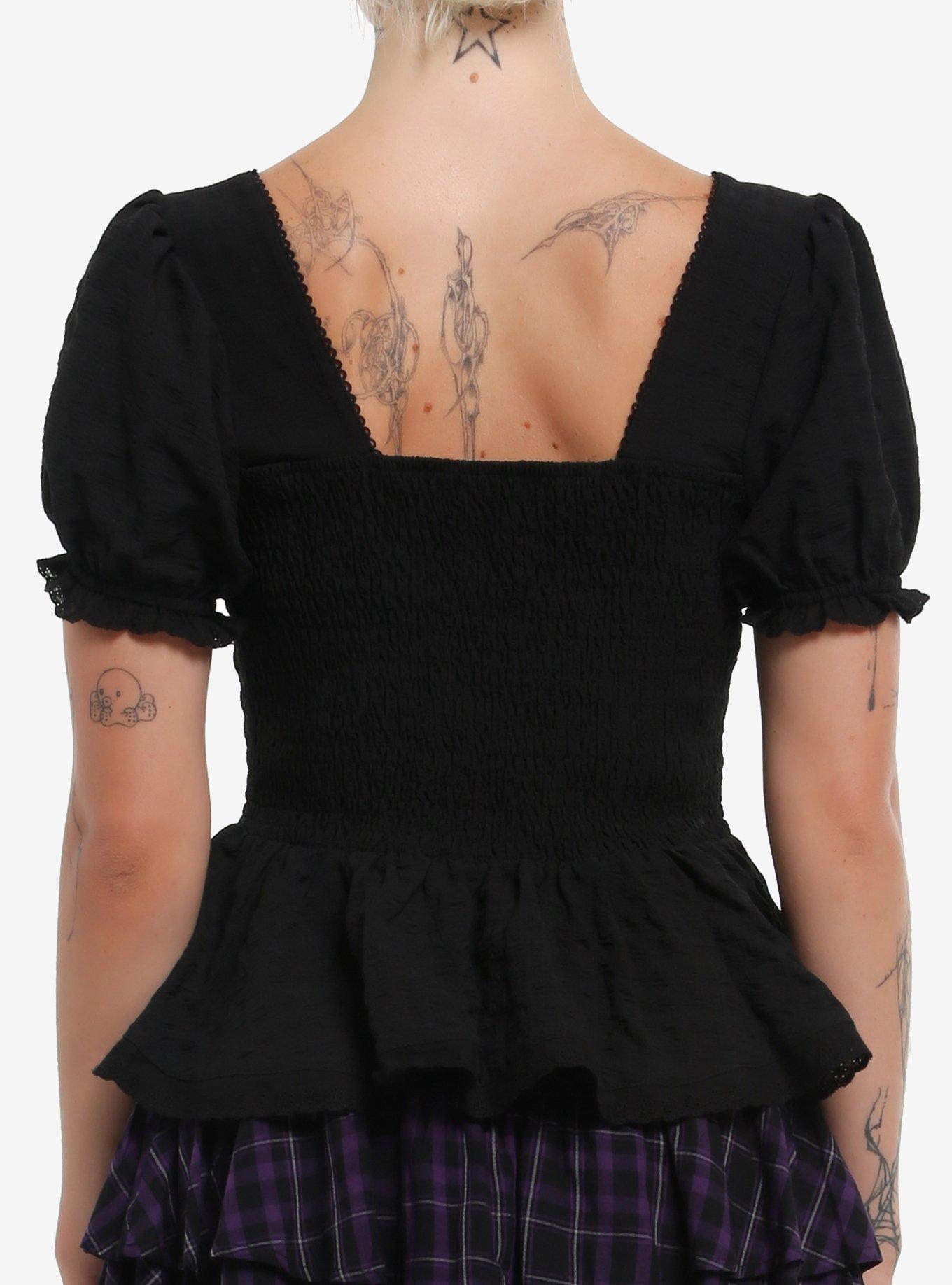 Cosmic Aura Black Peplum Girls Woven Top, BLACK, alternate