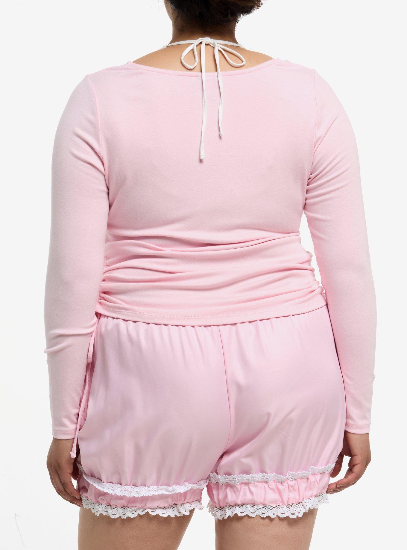 Sweet Society Lace Halter Cinch Girls Long-Sleeve Top Plus Size, , alternate