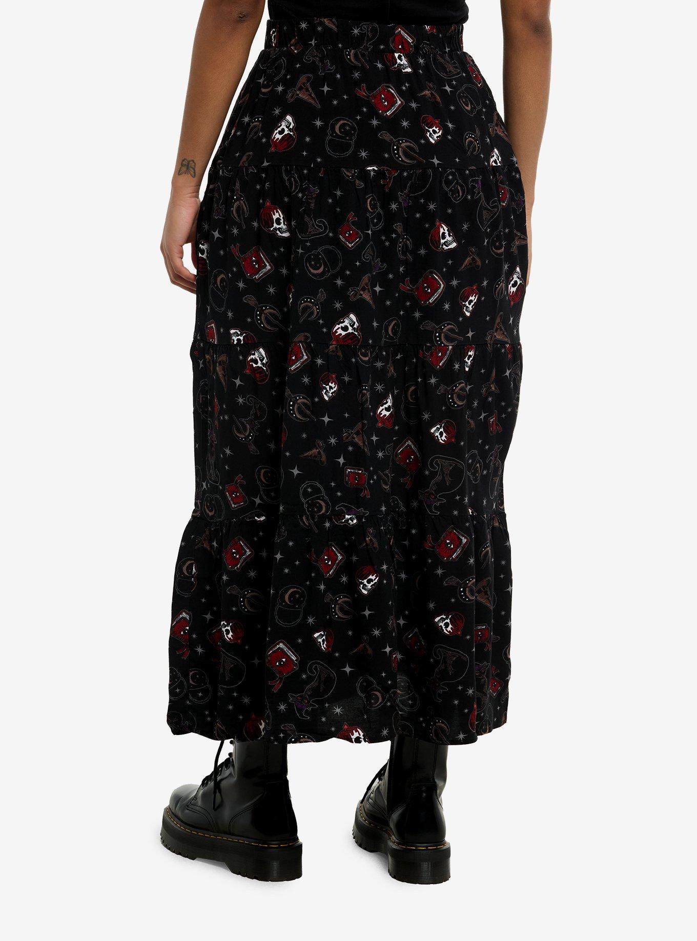 Cosmic Aura Witch Icons Tiered Midi Skirt, , hi-res
