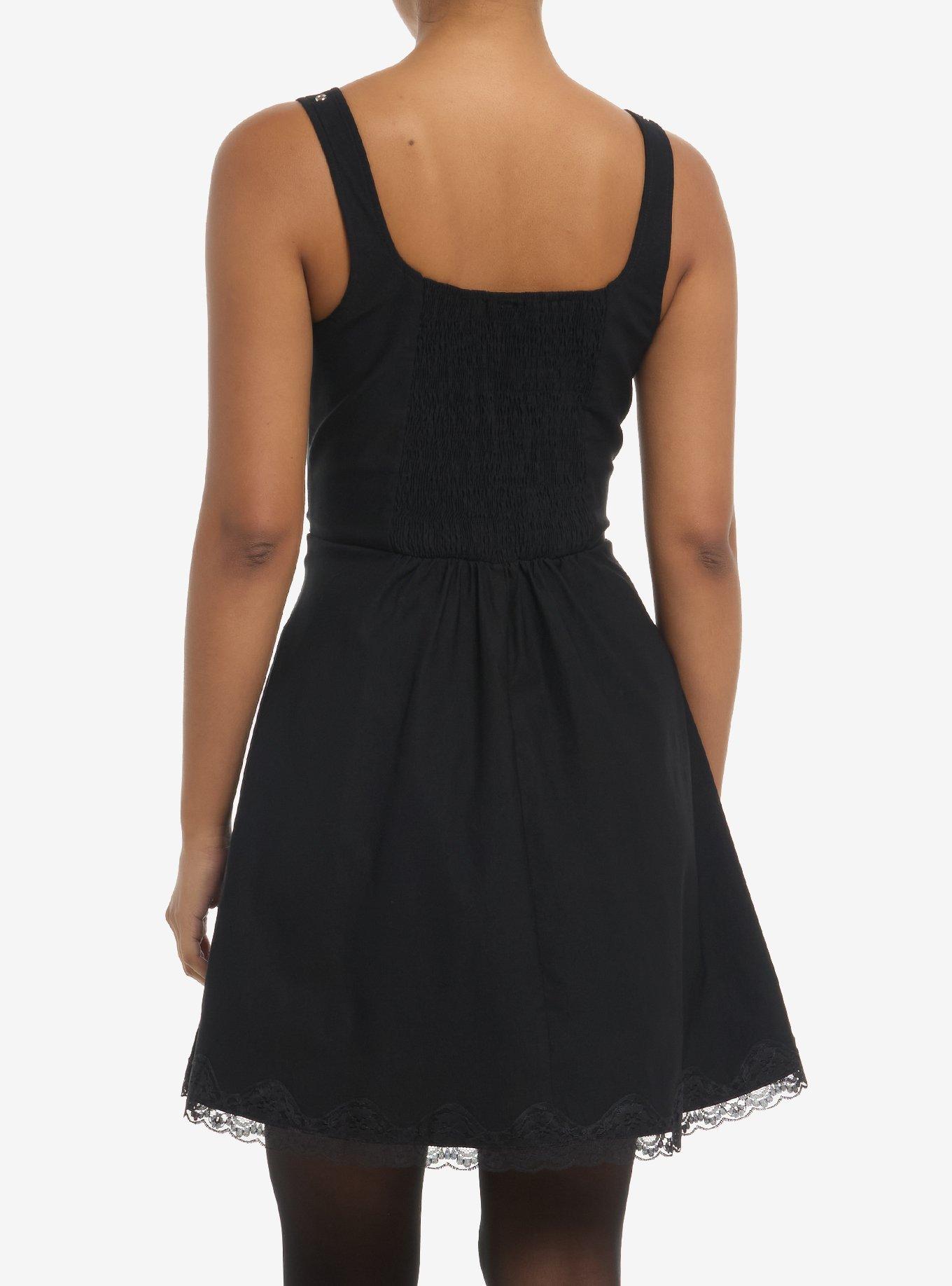Black Spider Web Grommet Mini Dress, BLACK, alternate