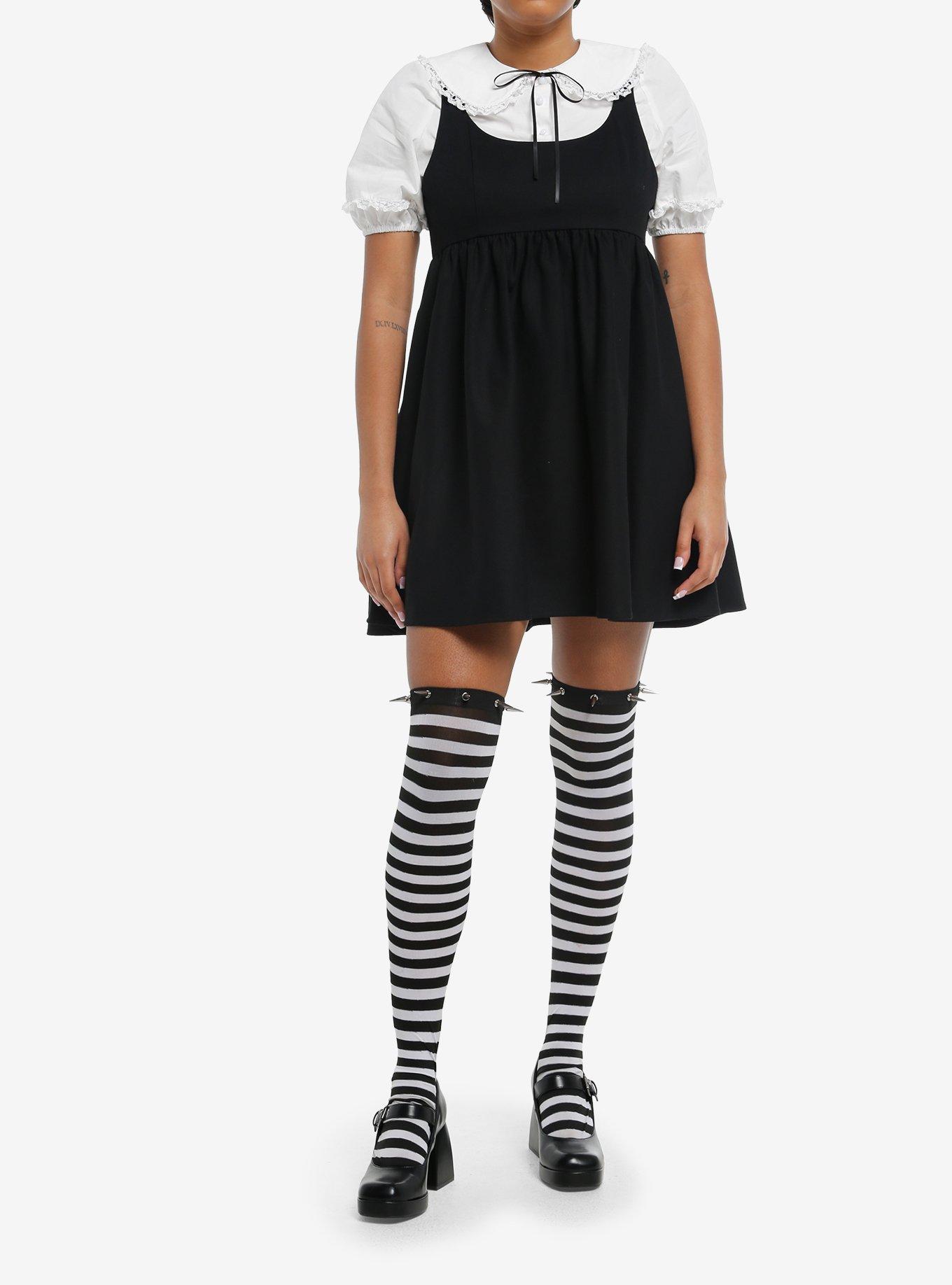 Cosmic Aura Ruffle Peter Pan Collar Twofer Dress, , hi-res