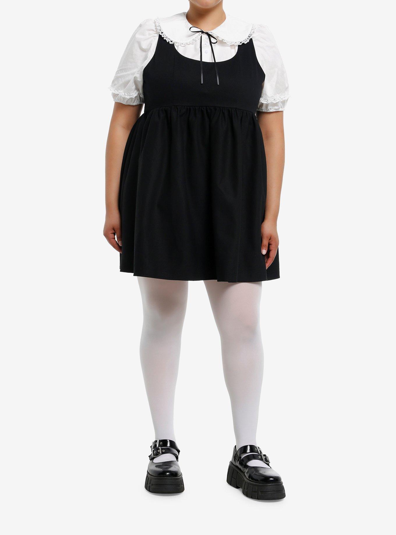 Cosmic Aura Ruffle Peter Pan Collar Twofer Dress Plus Size, , hi-res