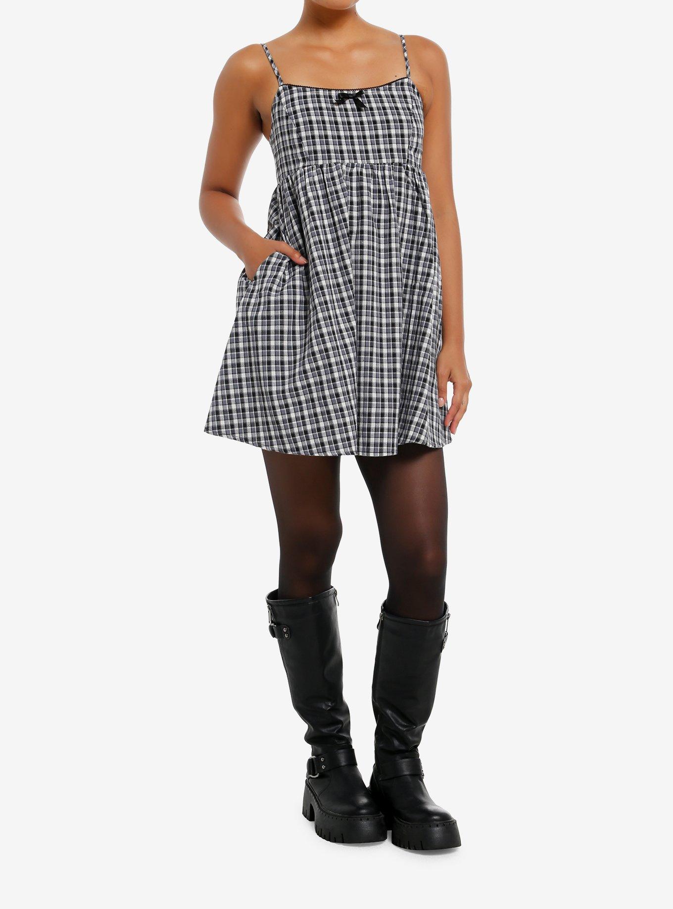 Black & White Plaid Cami Mini Dress, , hi-res
