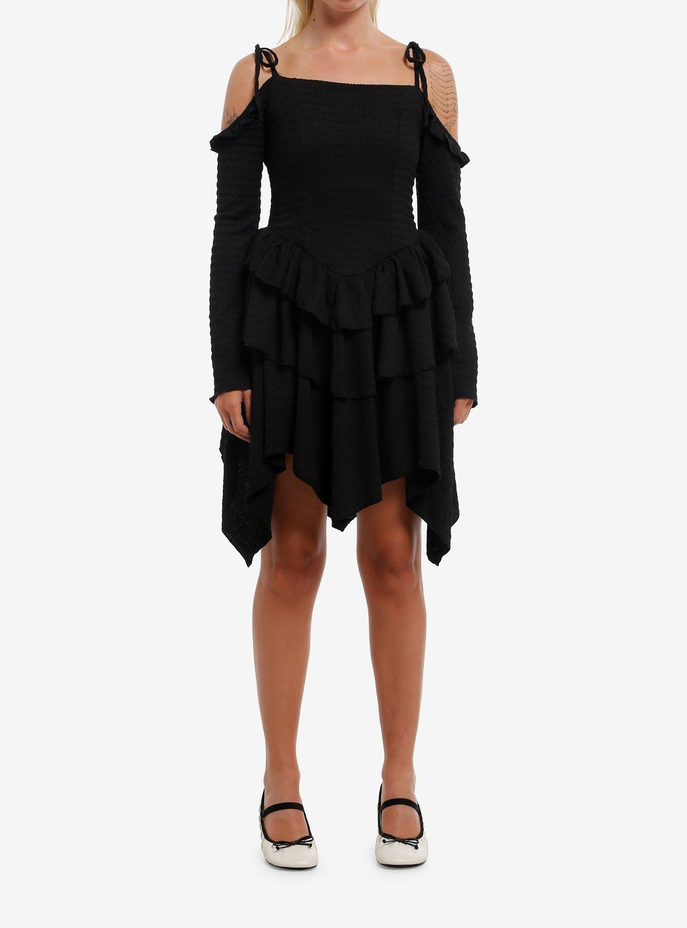 Cosmic Aura Ruffle Cold Shoulder Dress, , hi-res