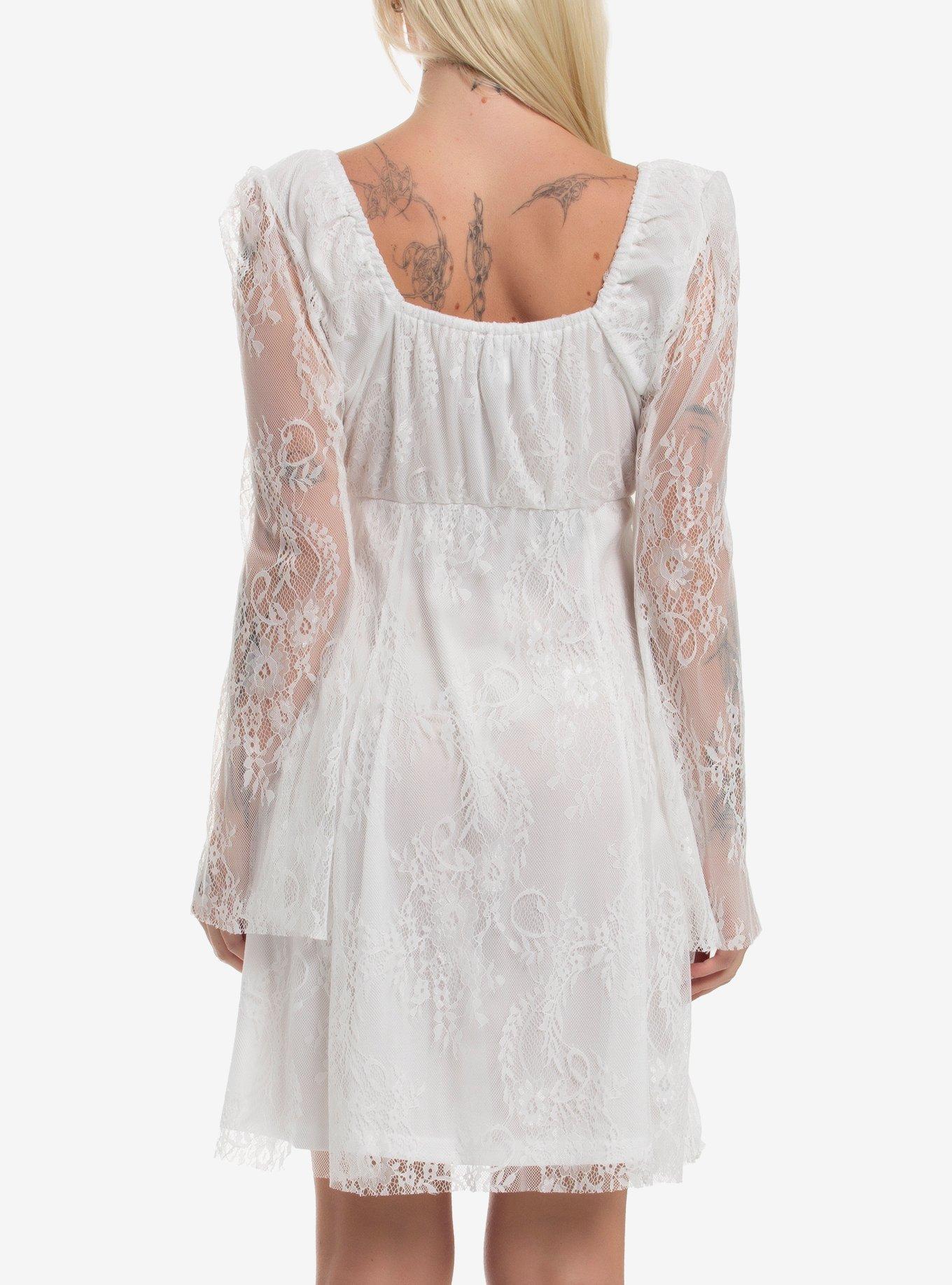 Sweet Society White Lace Bell Sleeve Mini Dress, ANTIQUE WHITE, alternate