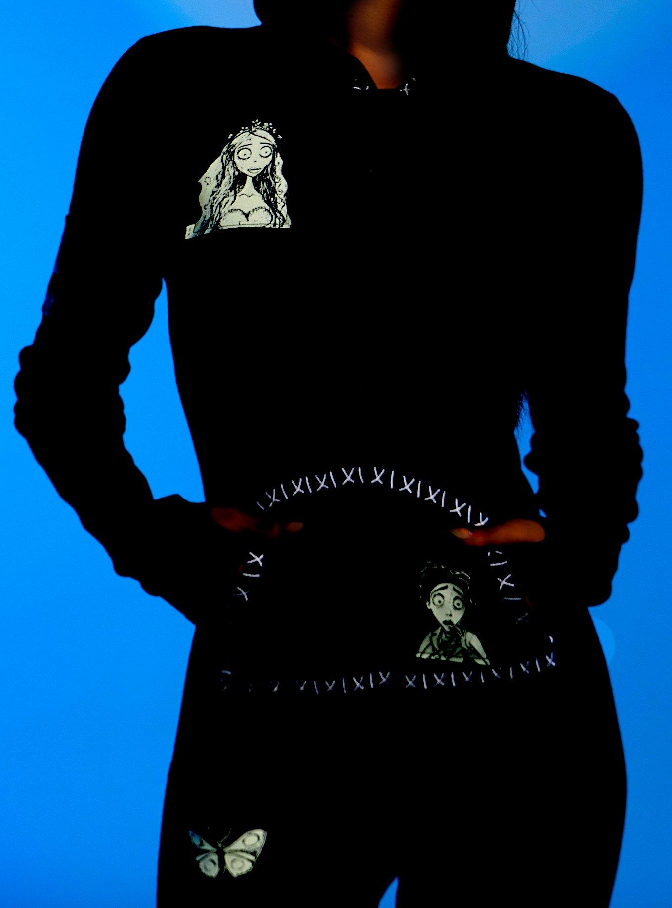 Corpse Bride Character Patch Hooded Romper, BLACK  WHITE, alternate