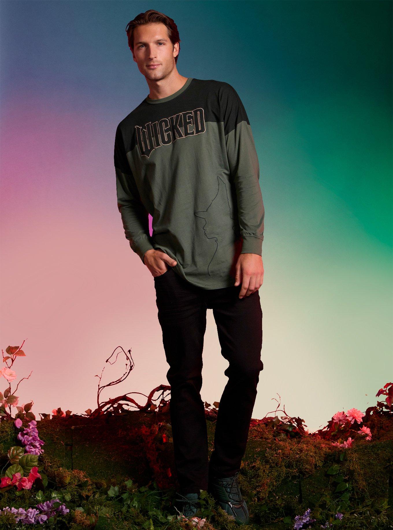 Our Universe Wicked Elphaba & Glinda Outline Long-Sleeve T-Shirt Our Universe Exclusive, BLACK  GREEN, alternate