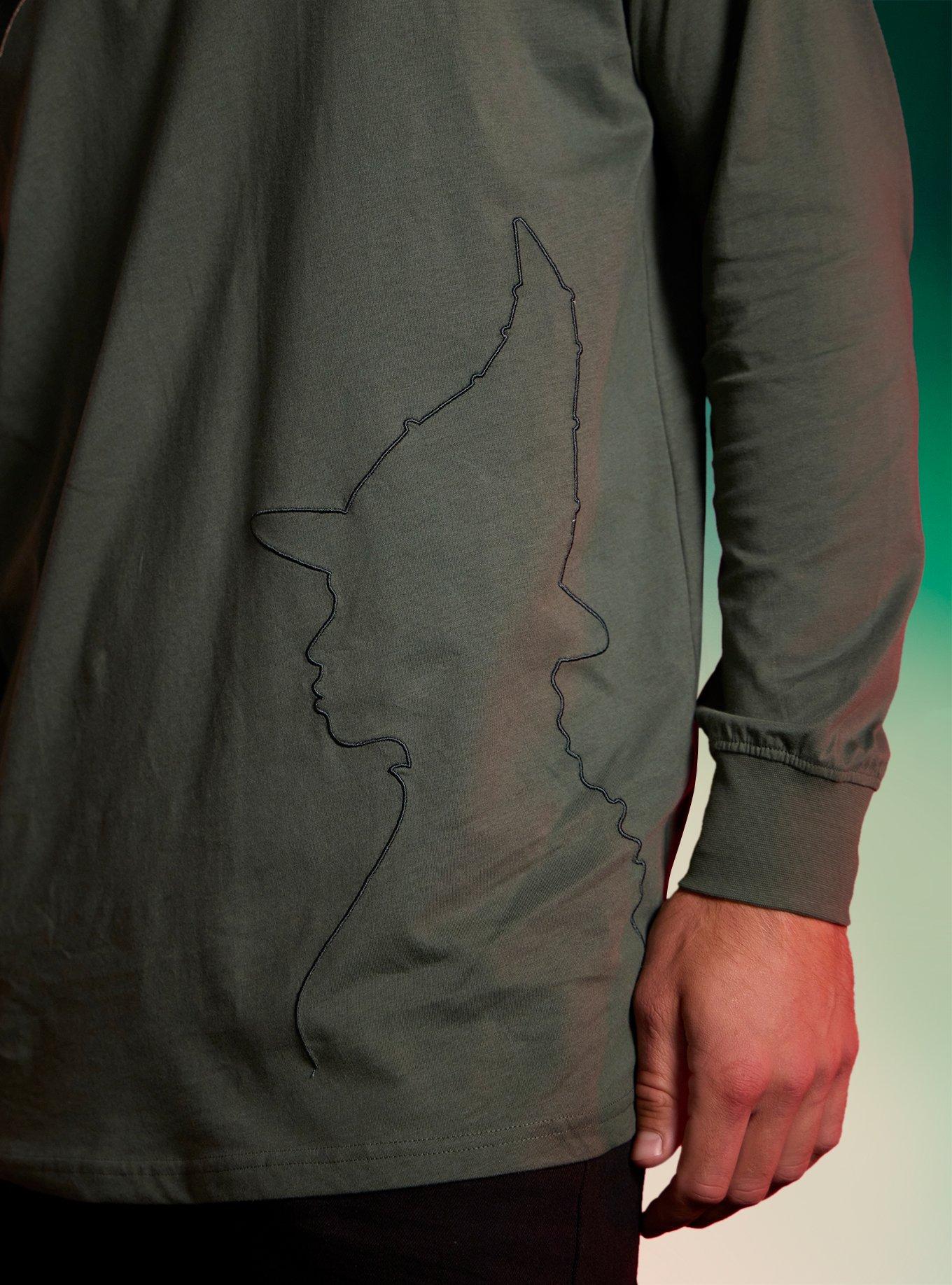 Our Universe Wicked Elphaba & Glinda Outline Long-Sleeve T-Shirt Our Universe Exclusive, BLACK  GREEN, alternate