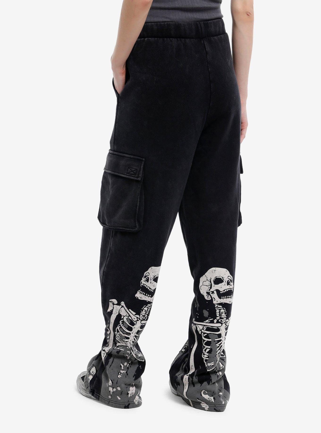Flaming Skeletons Girls Cargo Lounge Pants, , hi-res
