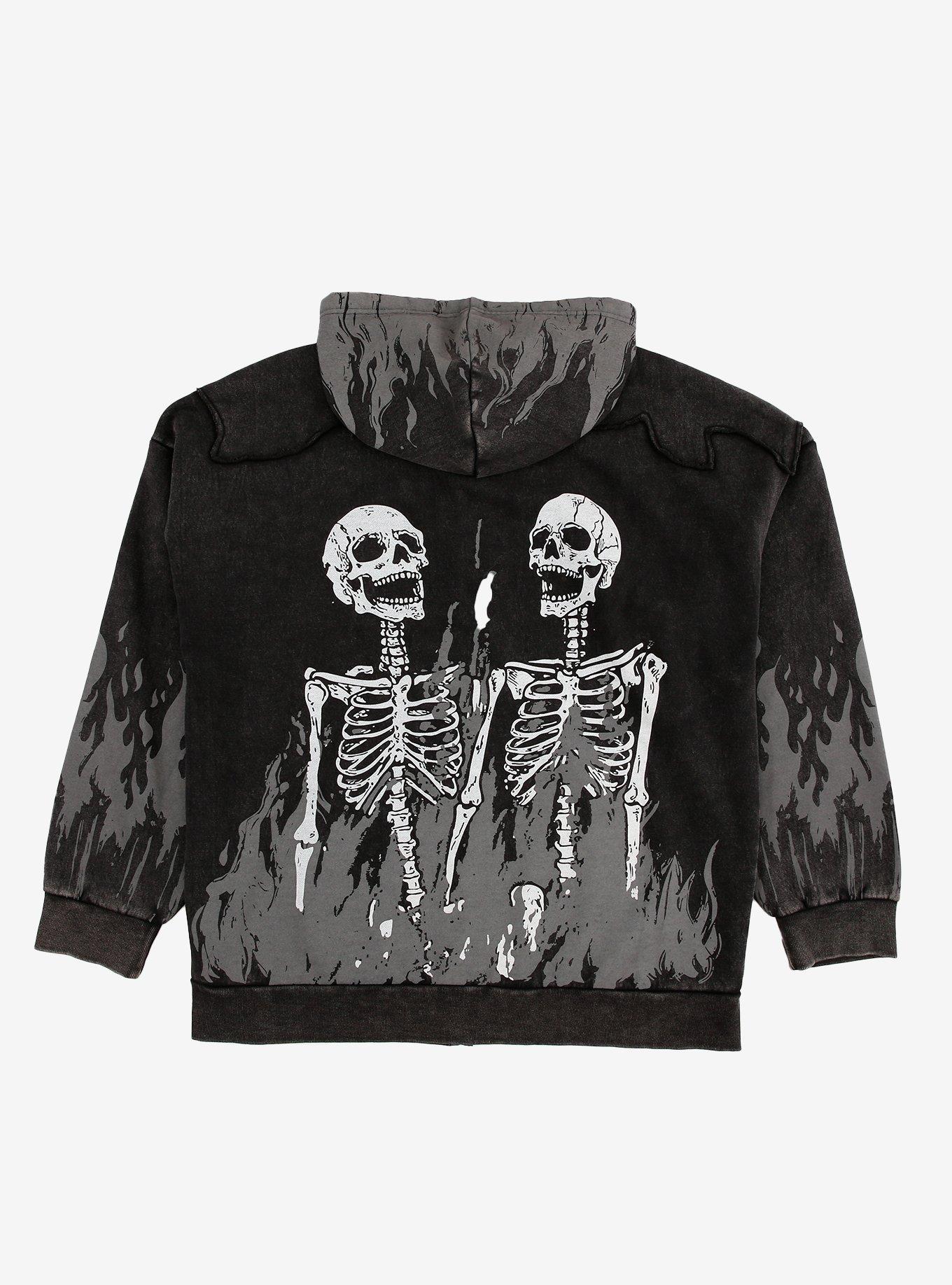Flaming Skeletons Oversized Hoodie, , hi-res