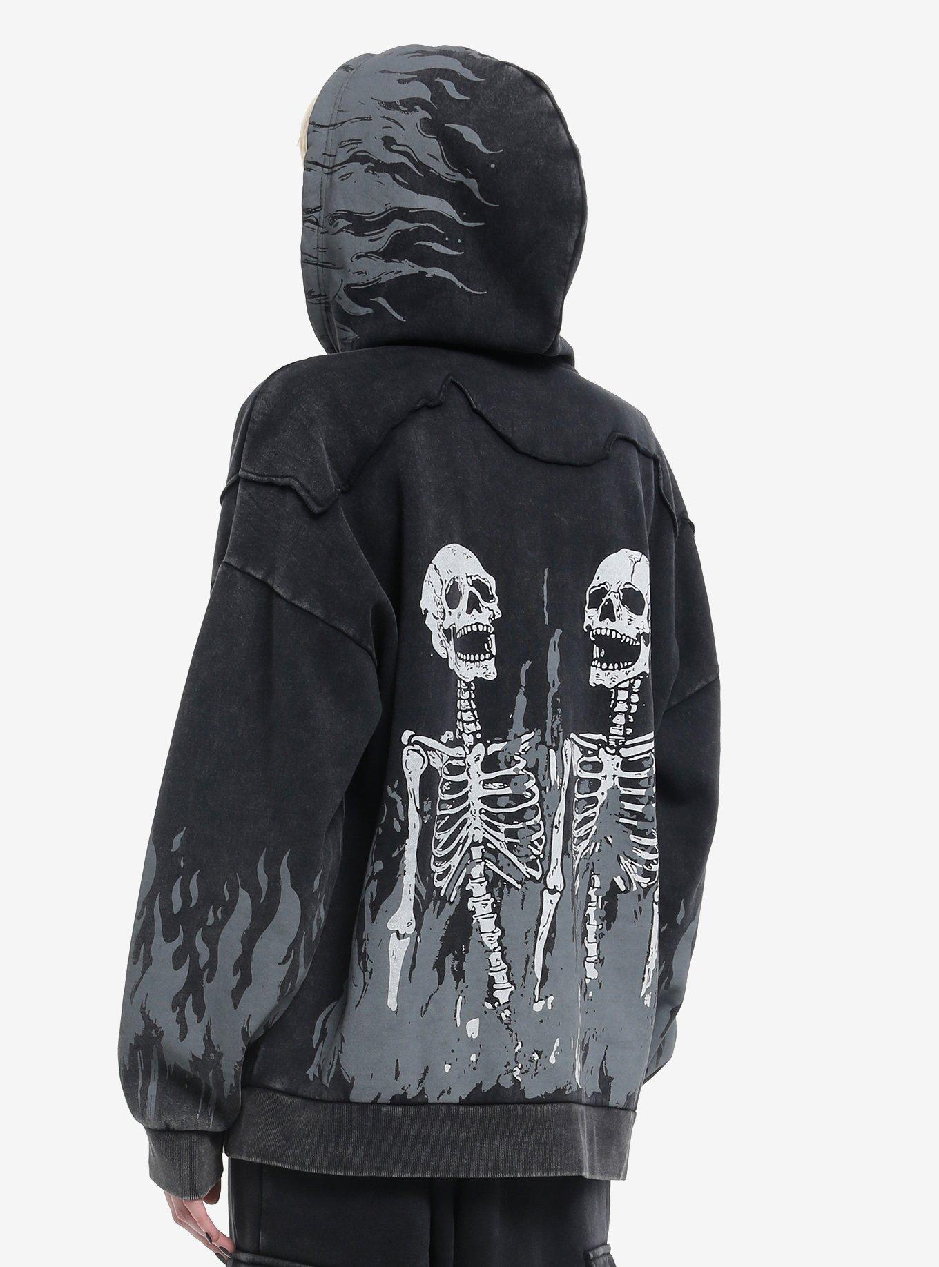 Flaming Skeletons Girls Oversized Hoodie, , hi-res