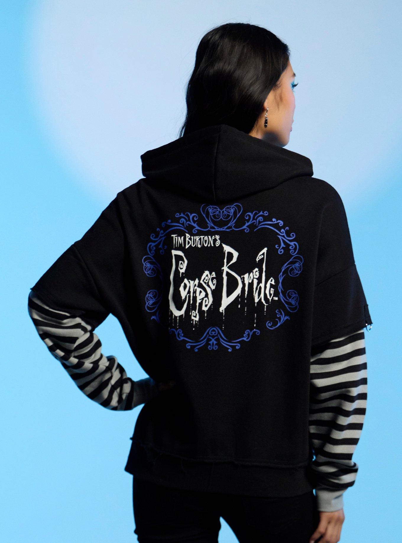 Corpse Bride Heart Stripes Twofer Hoodie, , hi-res