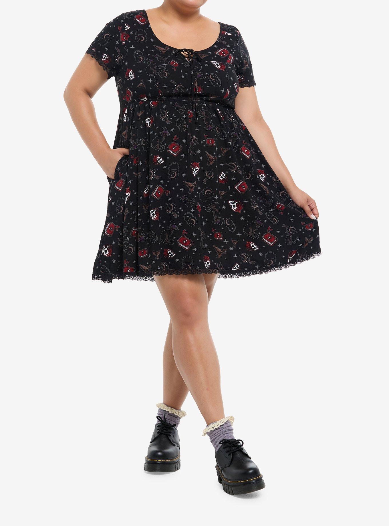 Cosmic Aura Witch Icons Mini Dress Plus Size, , hi-res